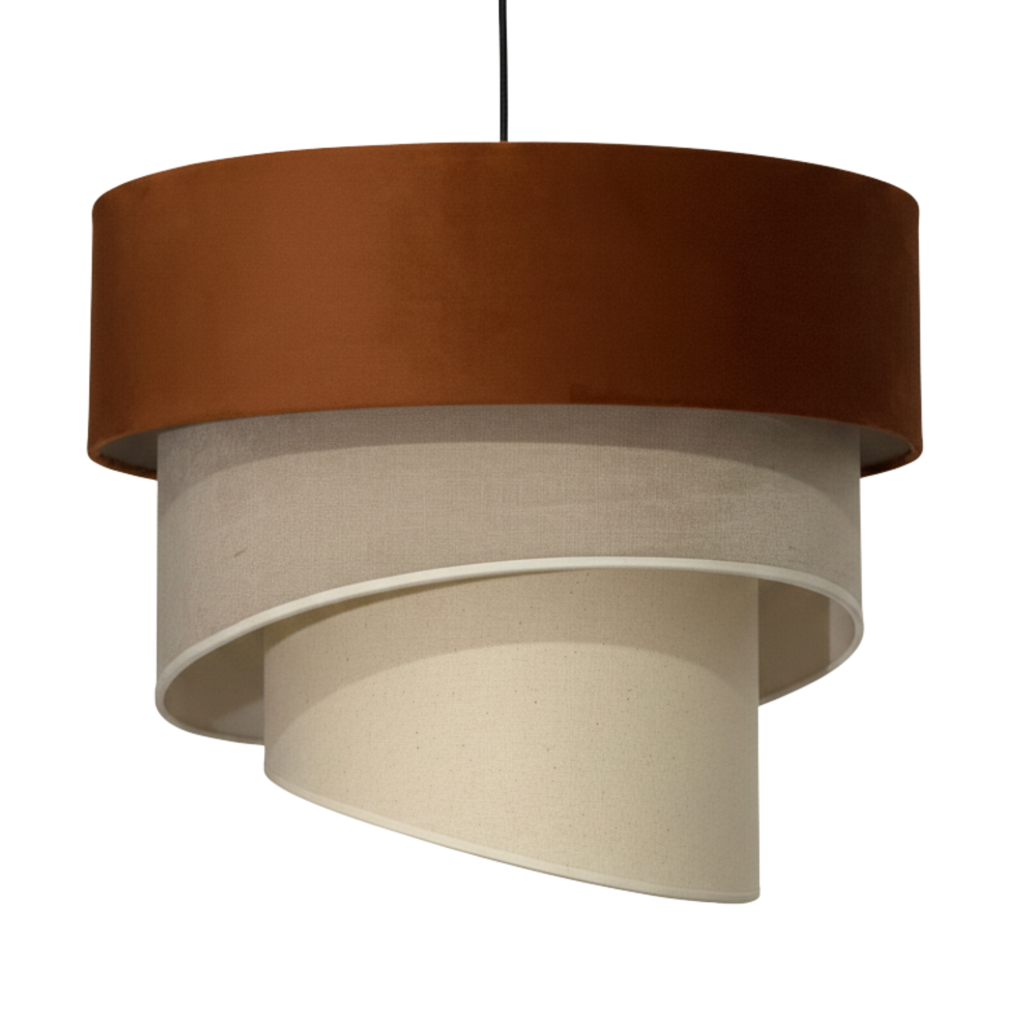 Suspension Design Spirale en Velours Terracotta & Beige