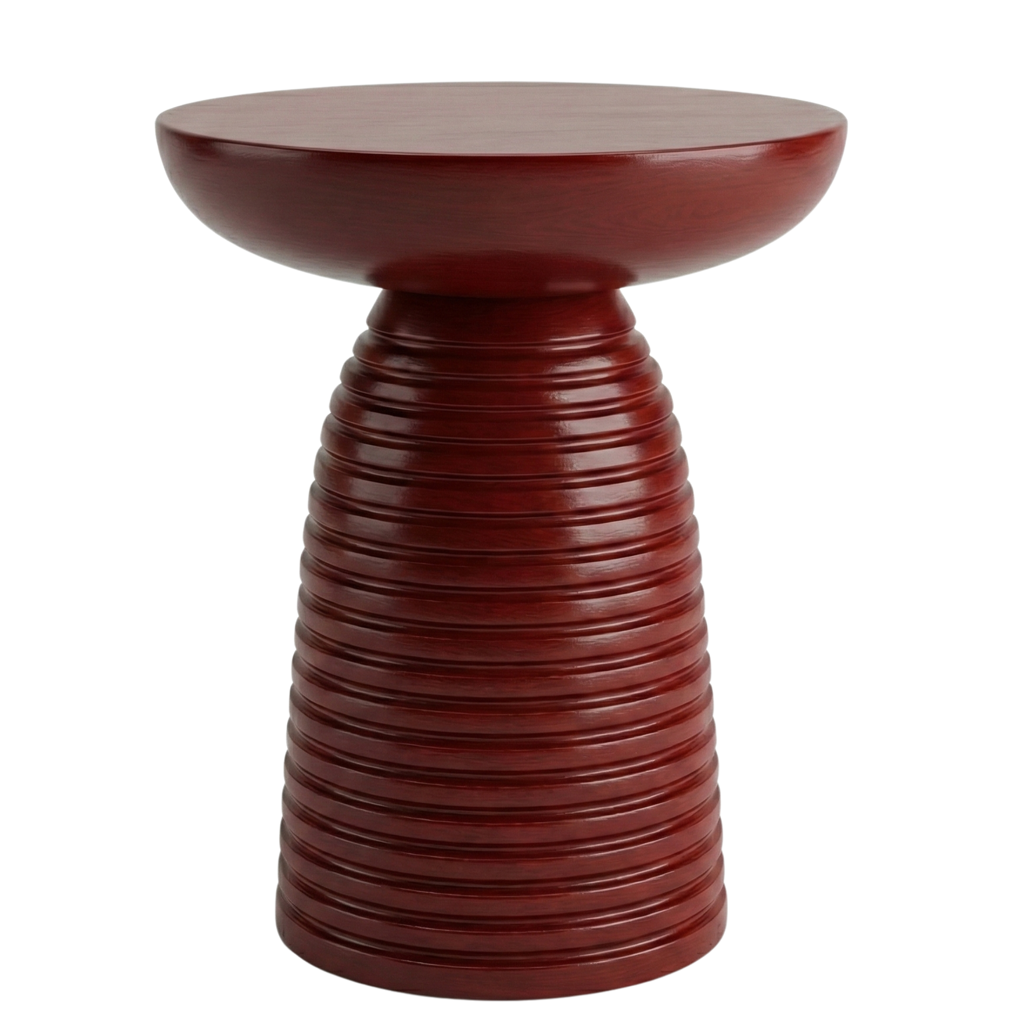 Table d'Appoint Sculpturale en Bois Côtelé - Design Unique Tunisie