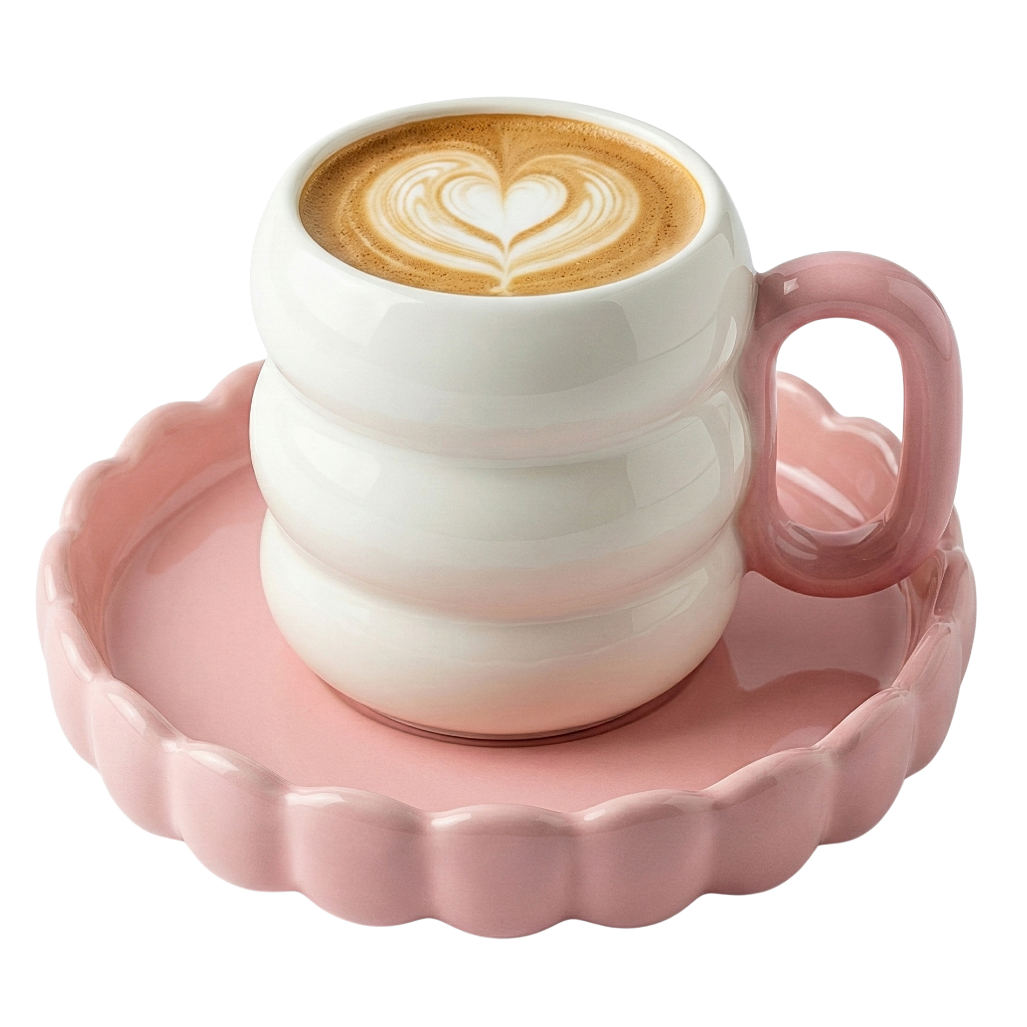 Mug Chunky Design Nuage Rose & Blanc – Tasse Tendance avec Soucoupe