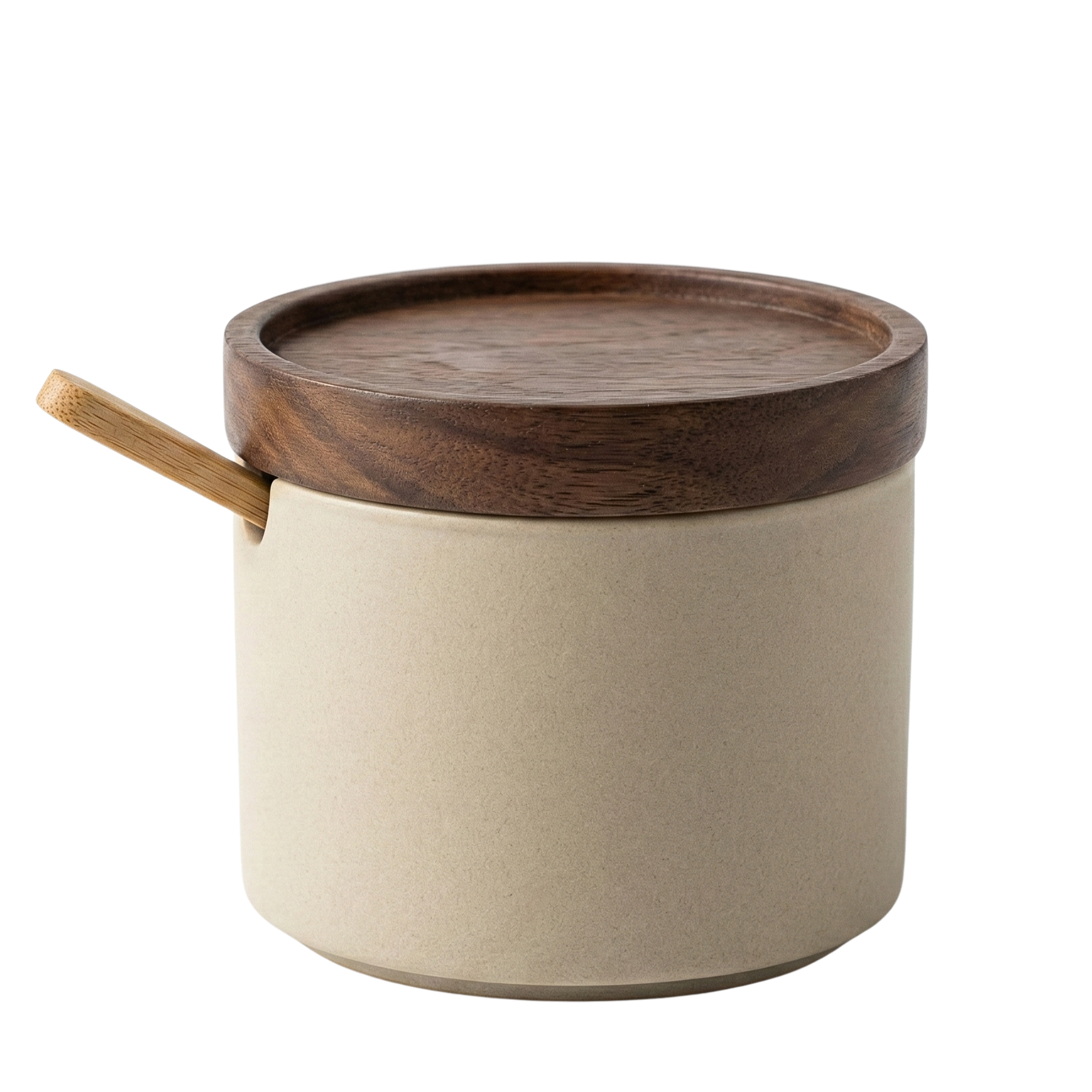 Sucrier & Pot à Épices Design – Céramique Mate et Bois