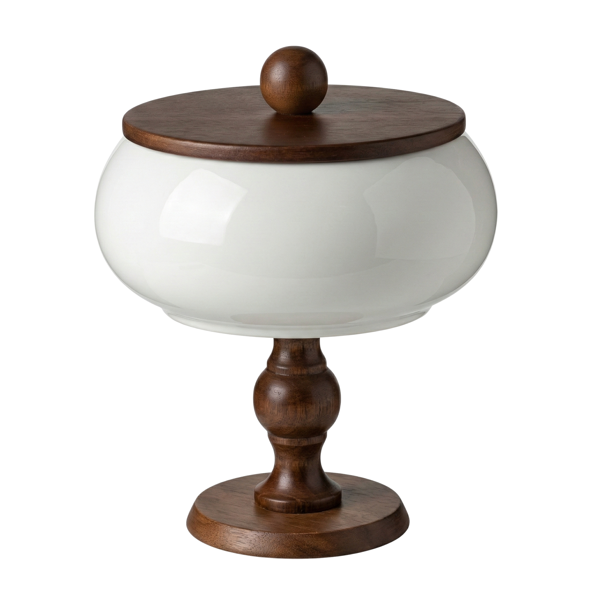Grande Bonbonnière Design sur Pied en Bois & Céramique – Grand Modèle