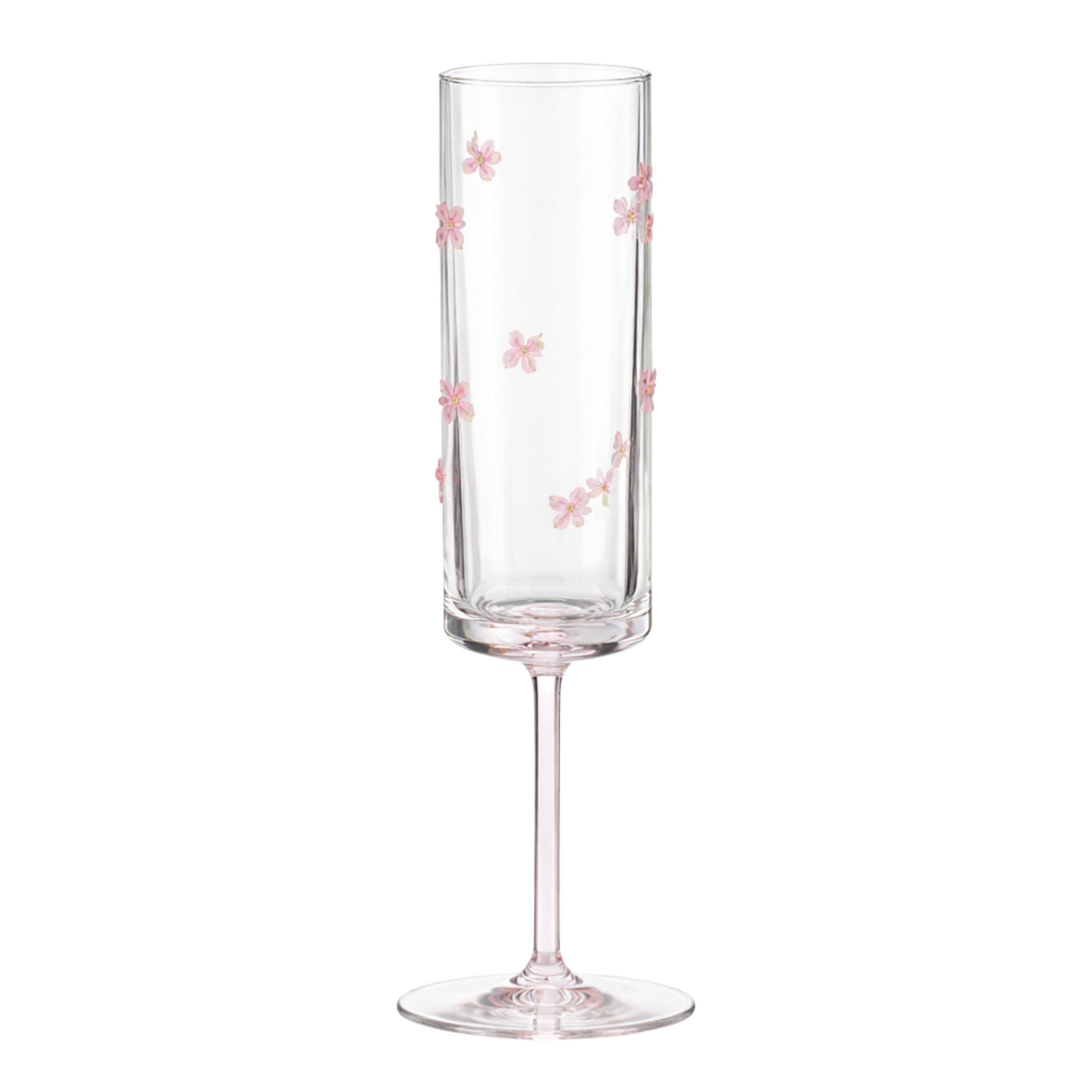 Verre à Pied Haut Motif Fleurs Roses – Design Élégant pour Jus & Cocktails