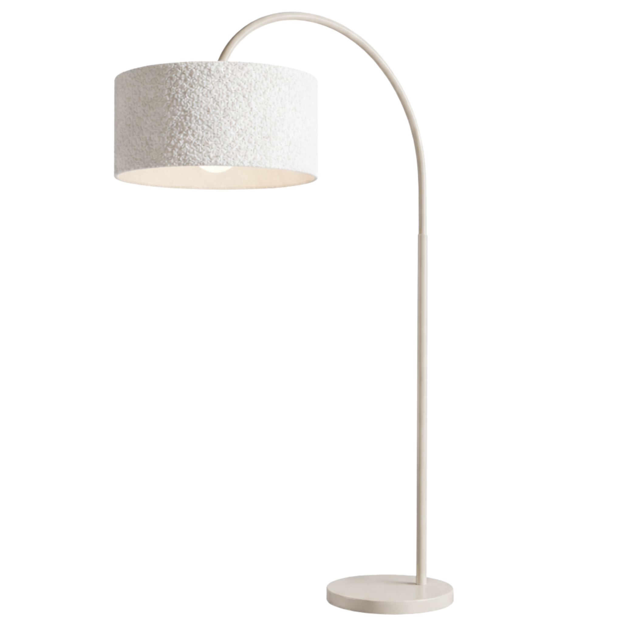 Lampadaire Arc Design en Tissu Bouclette Grège – Élégance Tunisie