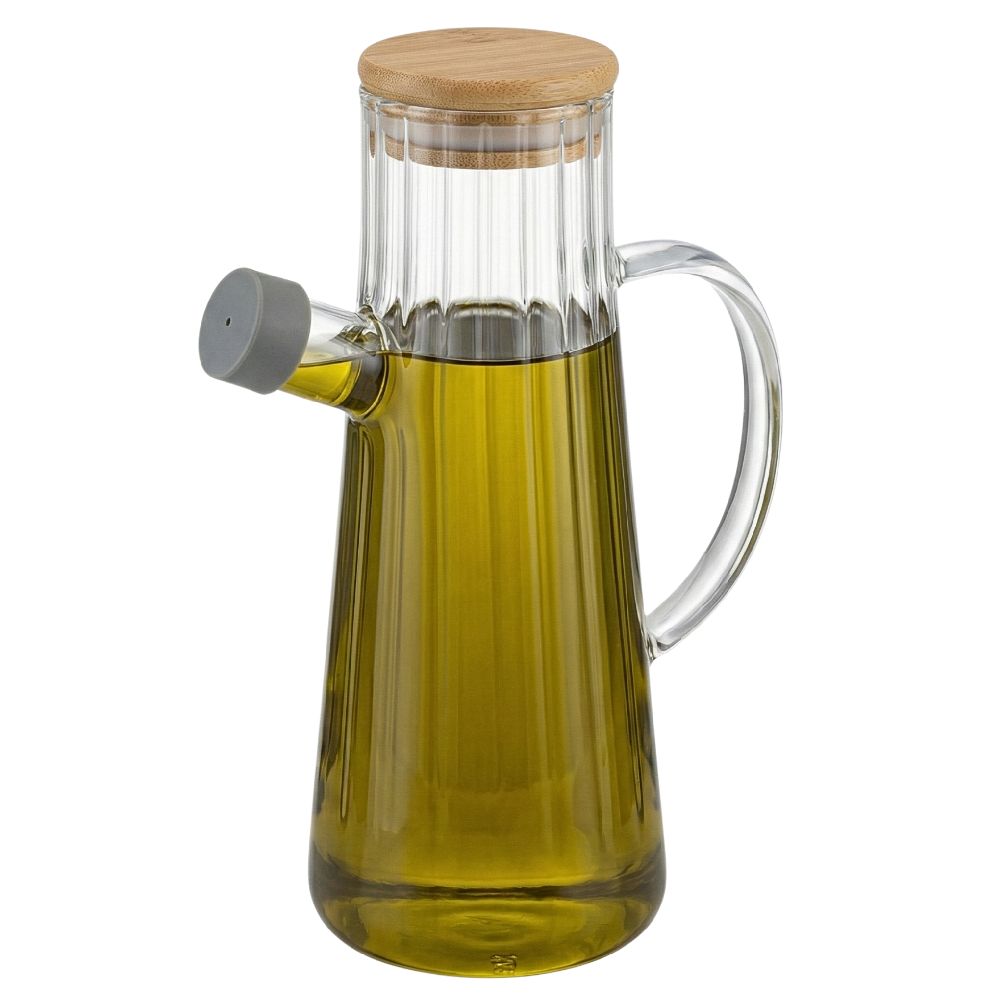 Huilier en Verre Design Côtelé & Bec Anti-Goutte – Élégance Cuisine