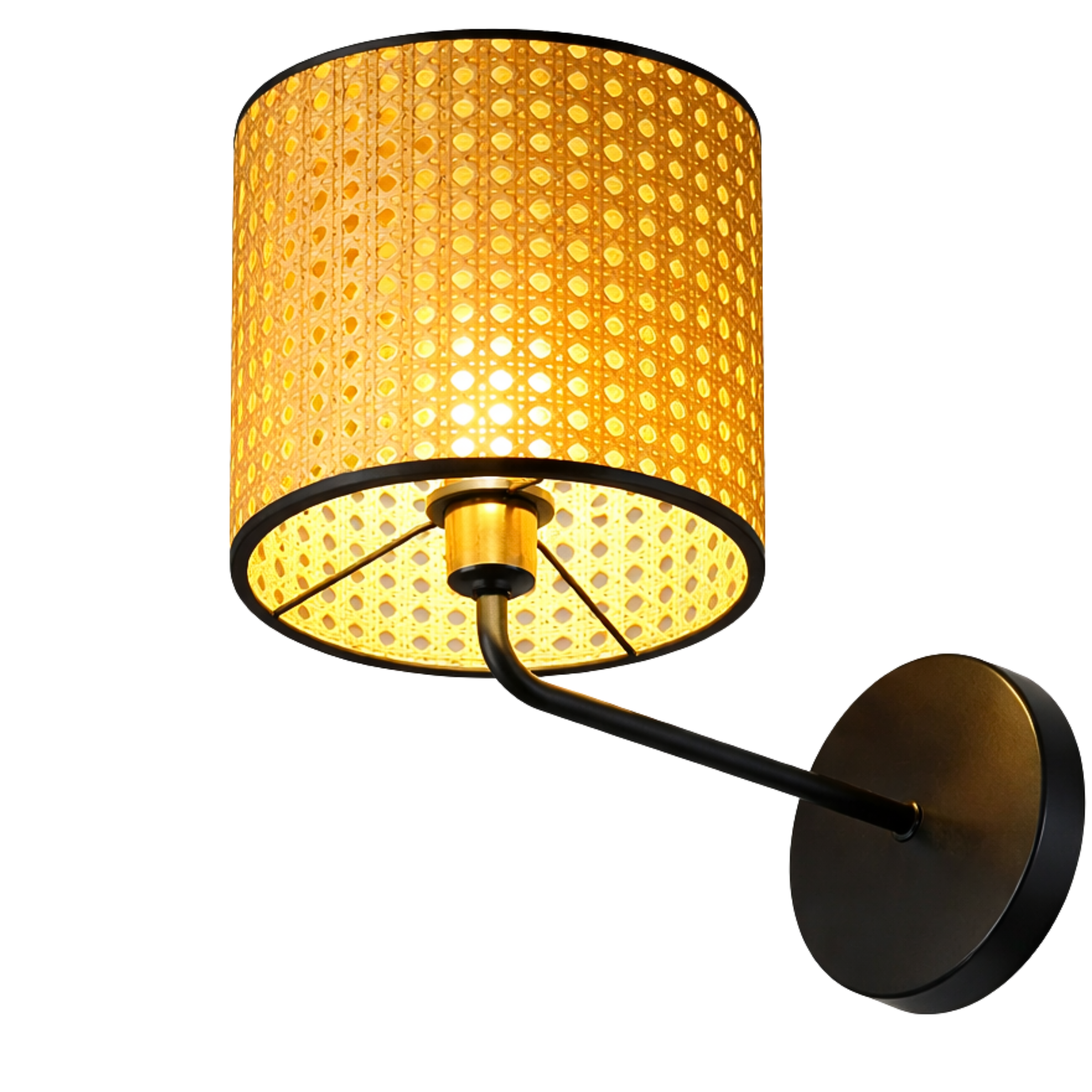 Applique Murale Cannage & Métal Noir Design Bohème | Fiolla Home