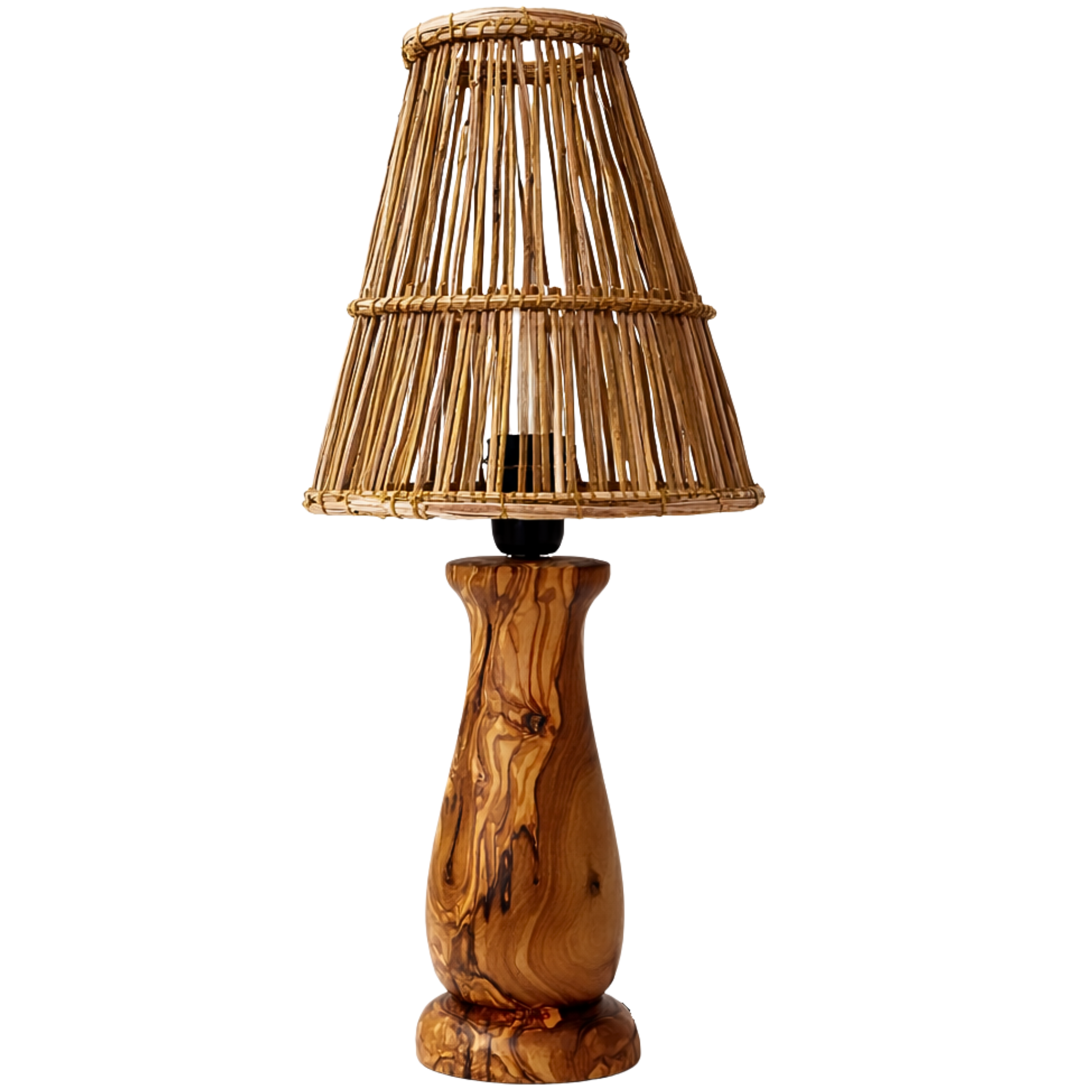 Lampe de Chevet Bois d'Olivier & Fibres de Palmier | Fiolla Home