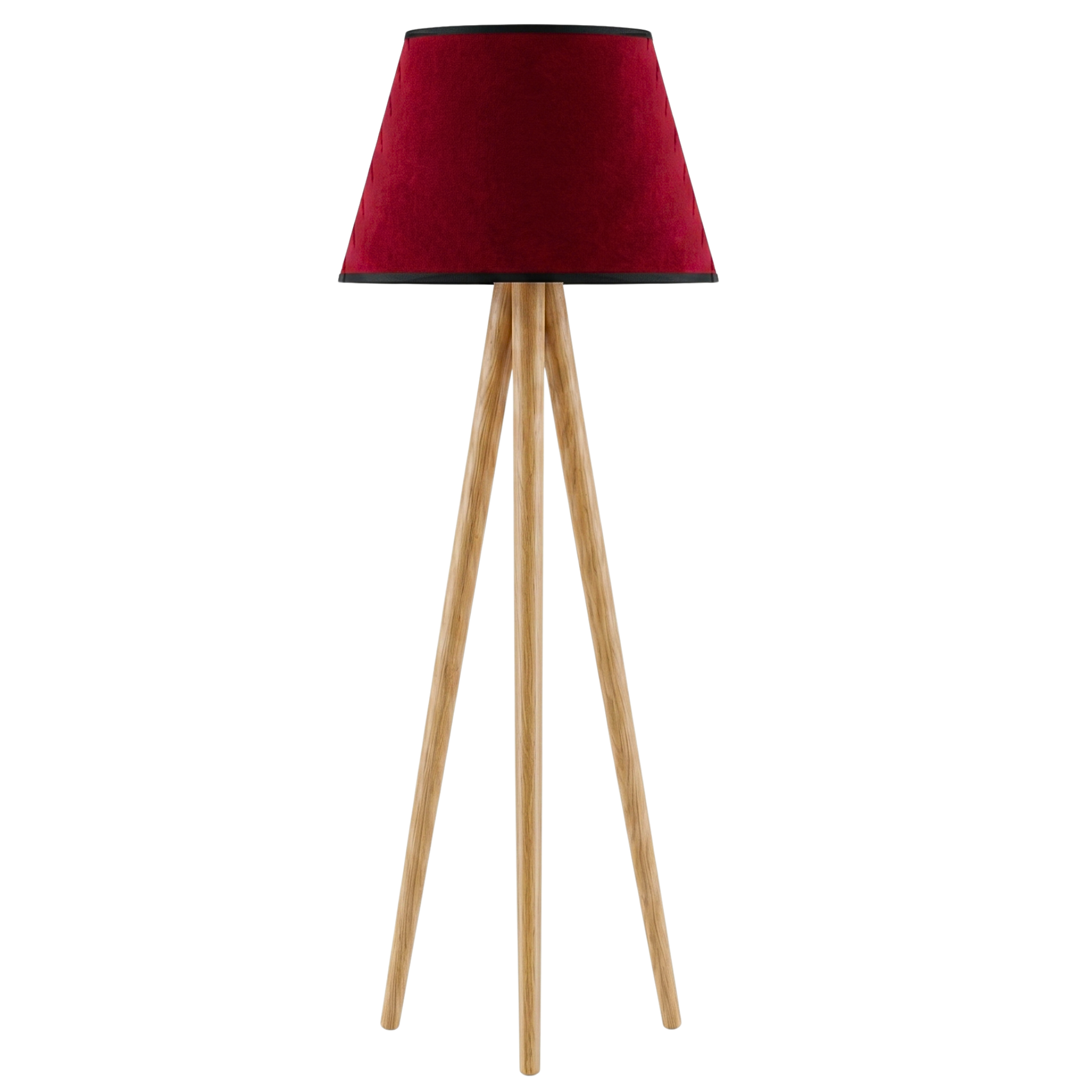 Lampadaire Trépied Bois | Abat-jour Bordeaux | Fiolla Home
