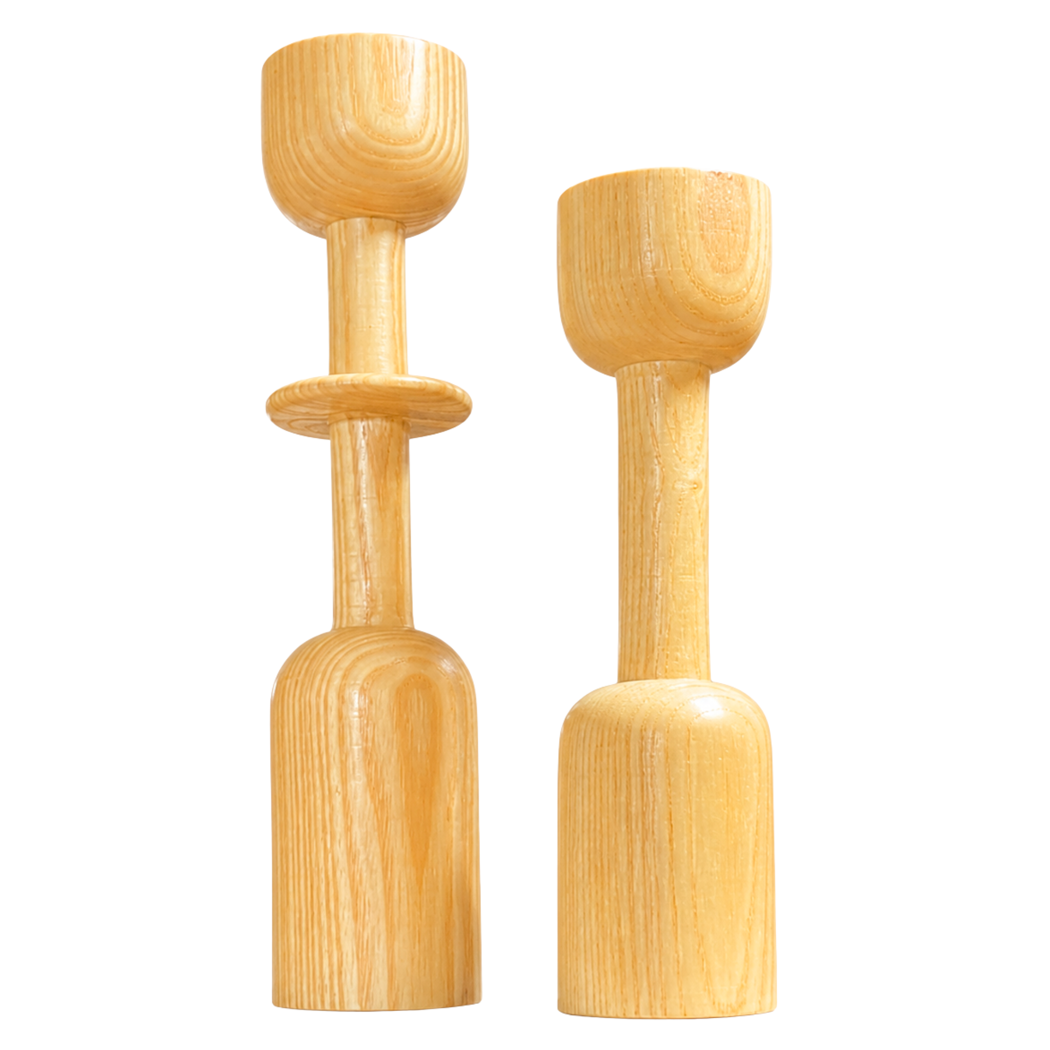 Lot 2 Bougeoirs Bois Tunisie | Porte-Bougies Clair Artisanal | Fiolla Home