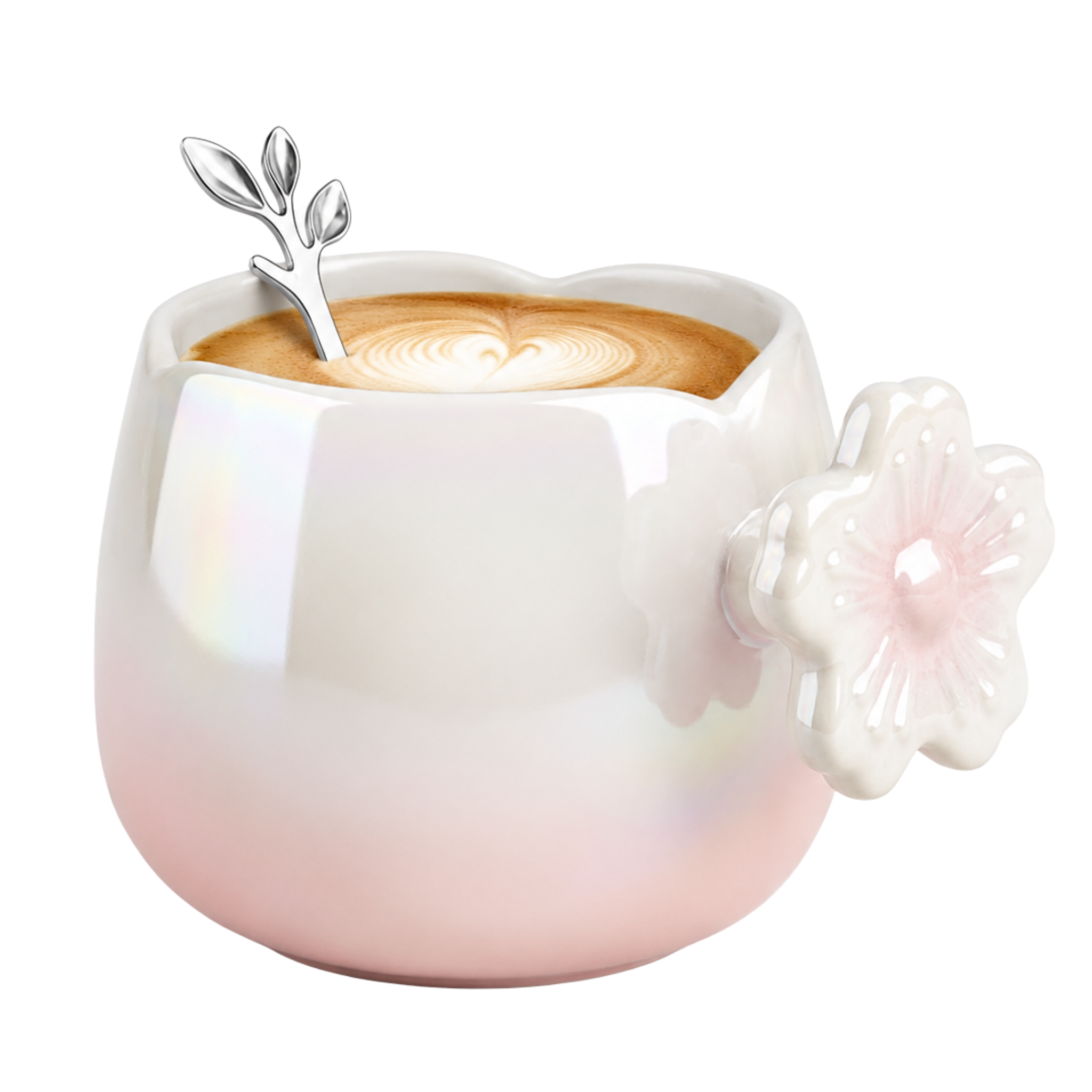 Mug Nacré Anse Fleur Tunisie | Tasse Cuillère Feuille | Fiolla Home