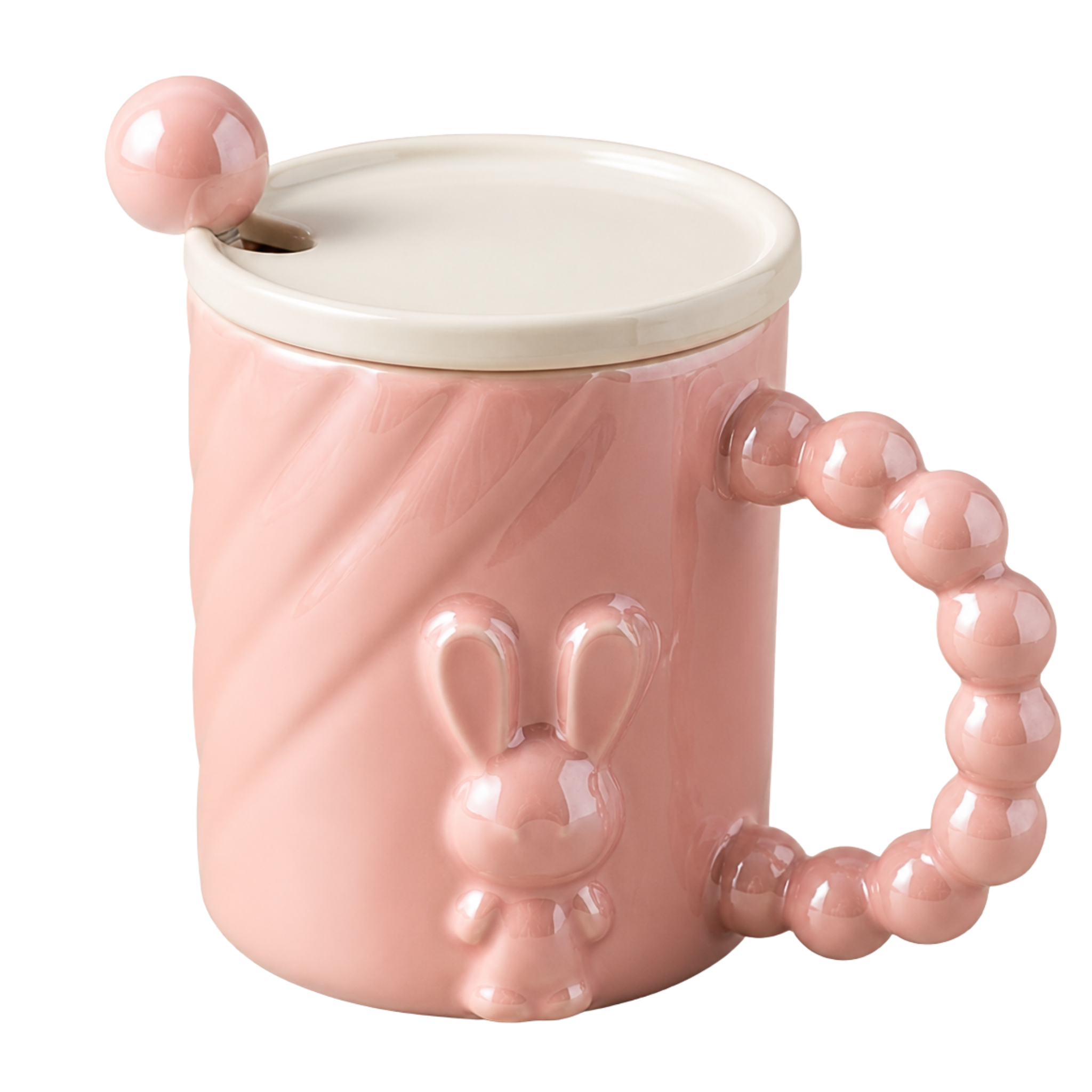 Mug Lapin Rose Tunisie | Tasse Anse Perles & Cuillère | Fiolla Home