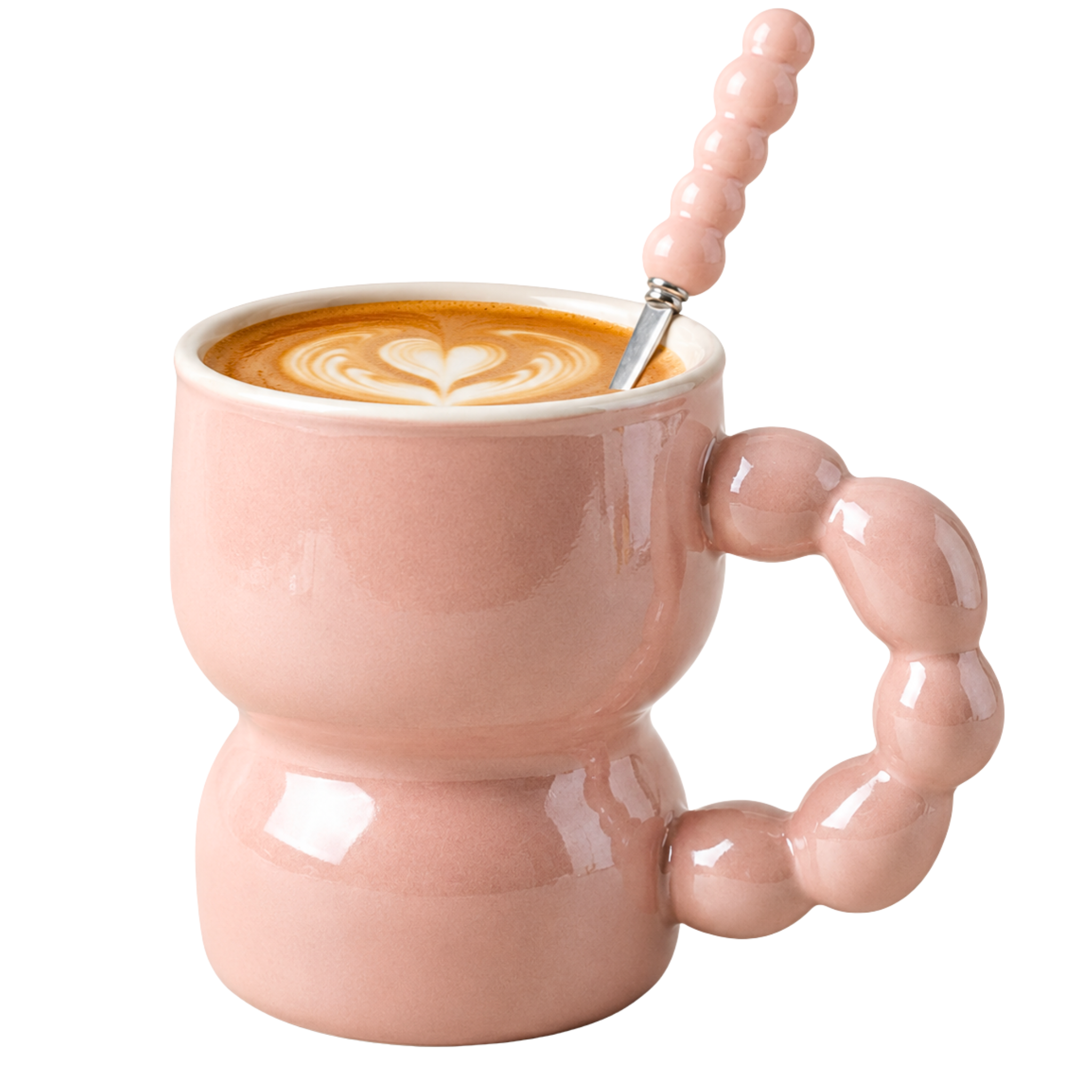 Mug Rose Anse Perles Tunisie | Tasse Café Cuillère Bulles | Fiolla Home