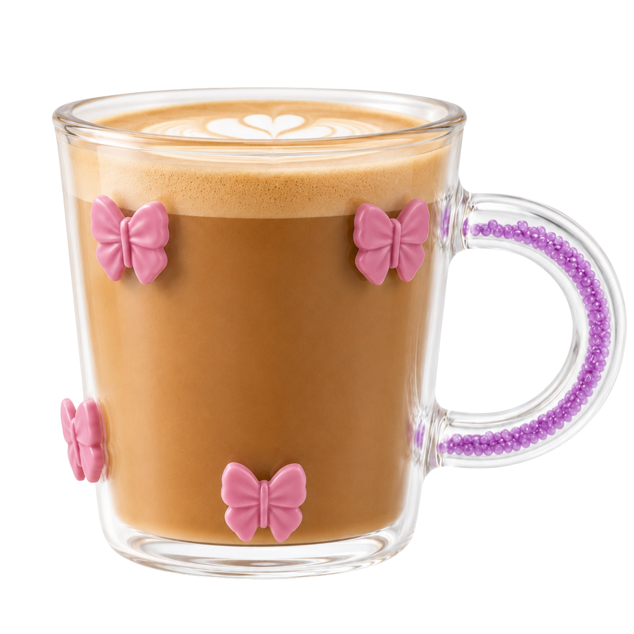 Mug Verre Papillons Roses Tunisie | Tasse Anse Cristal | Fiolla Home
