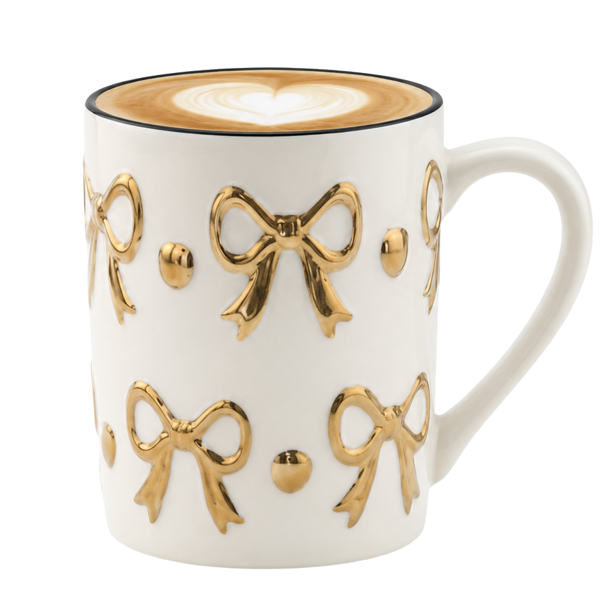 Mug Céramique Nœud Doré Tunisie | Tasse Café Luxe | Fiolla Home