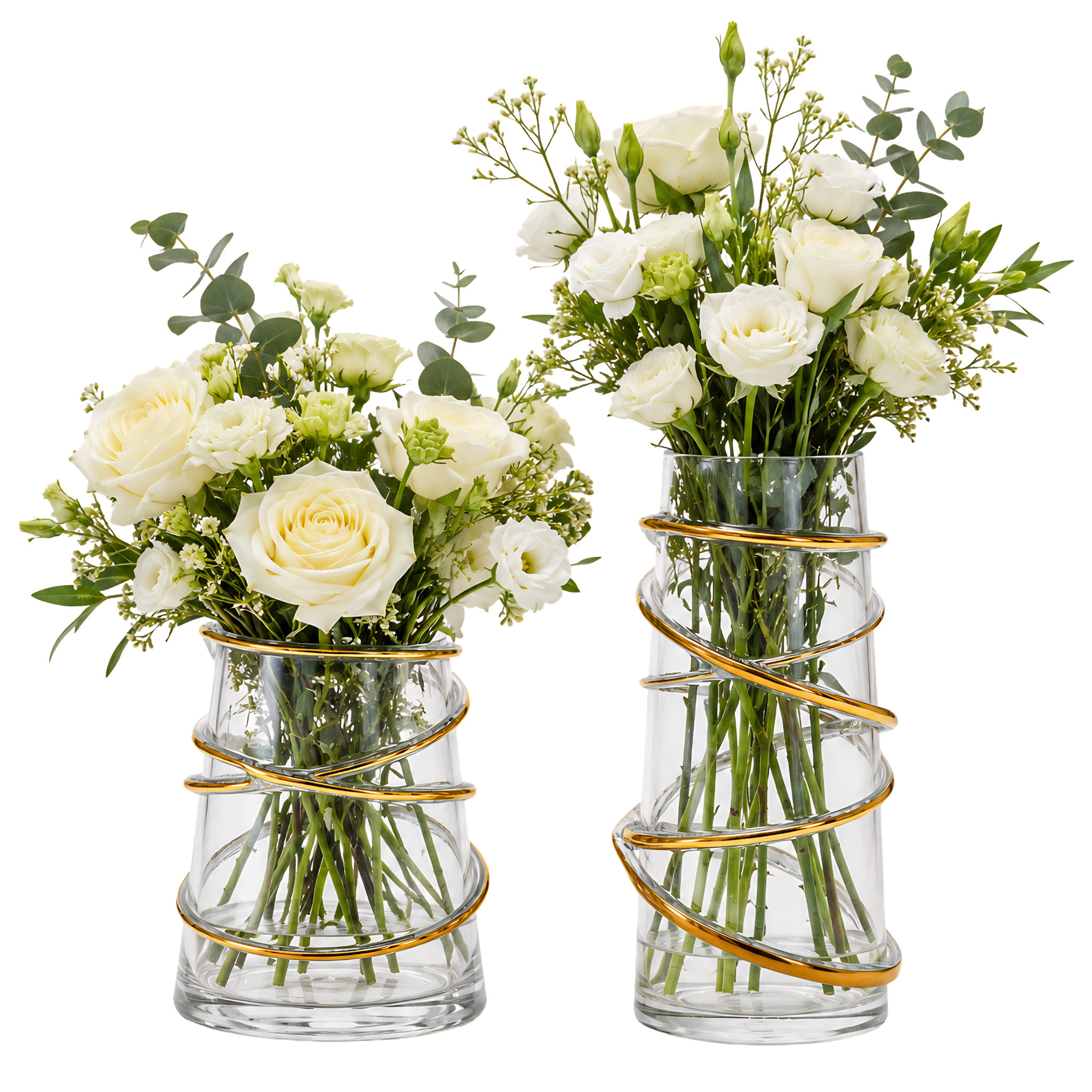 Set 2 Vases Verre Spirale Dorée Tunisie | Fiolla Home