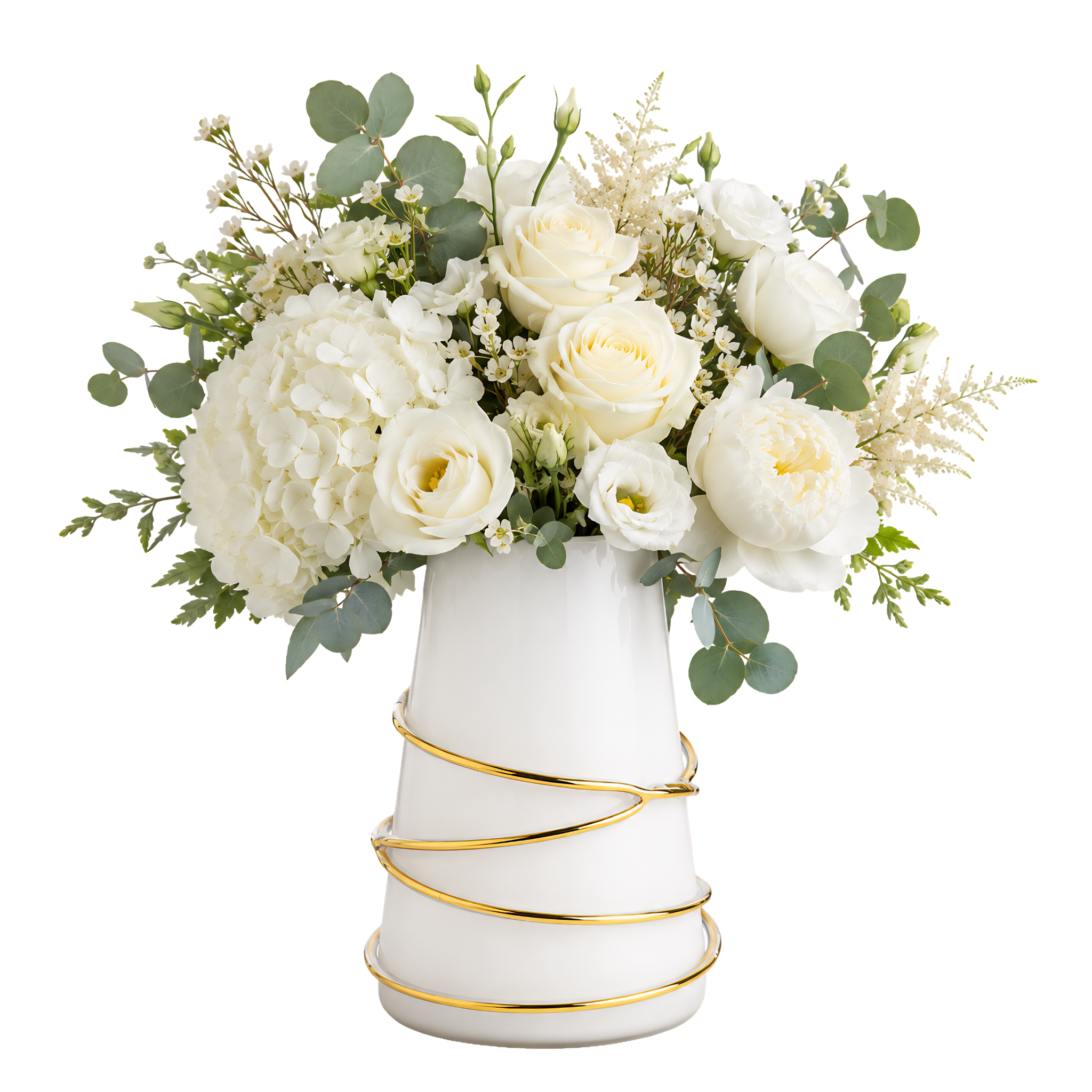 Vase Blanc Lignes Dorées Tunisie | Fiolla Home