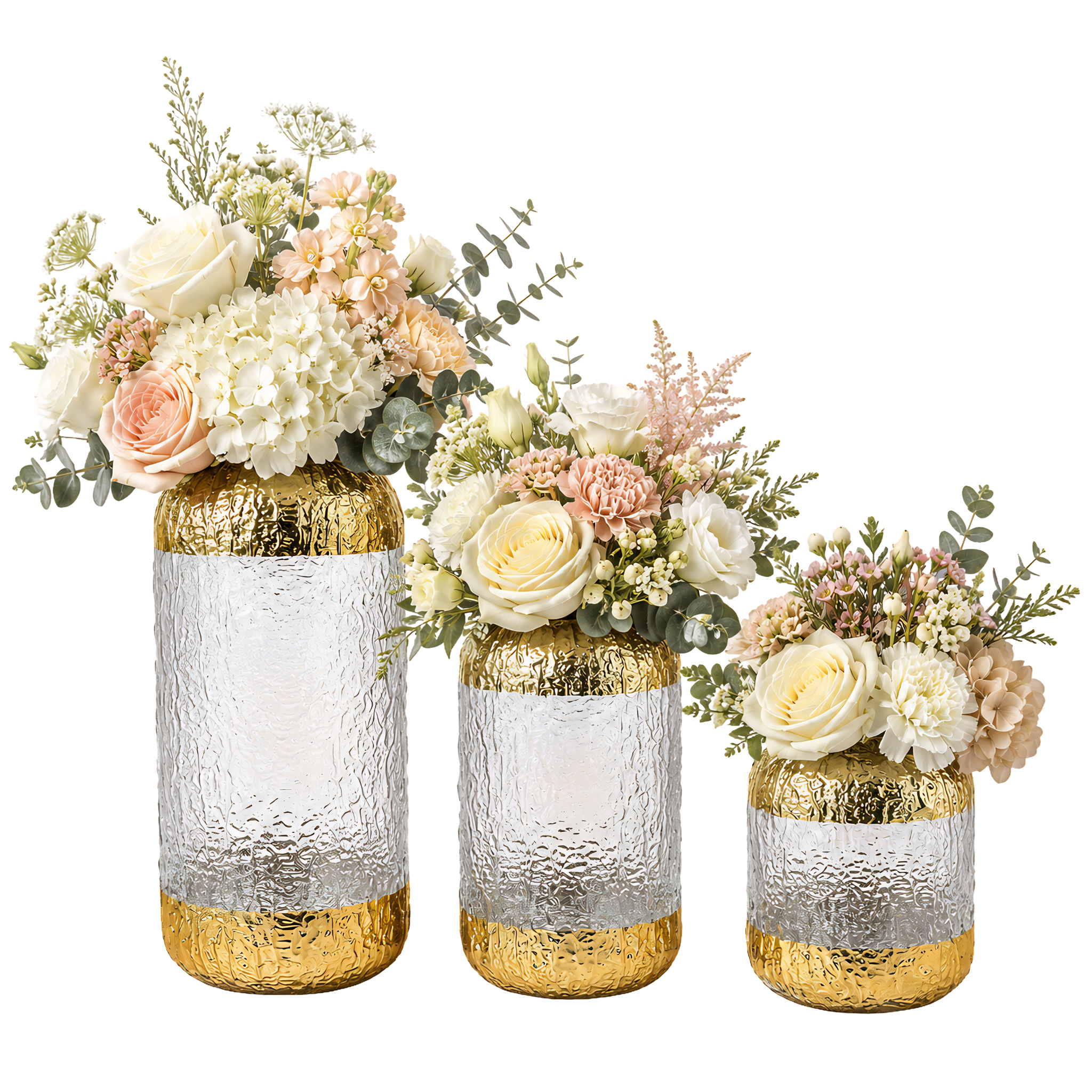 Set 3 Vases Verre Doré Transparent Tunisie | Fiolla Home