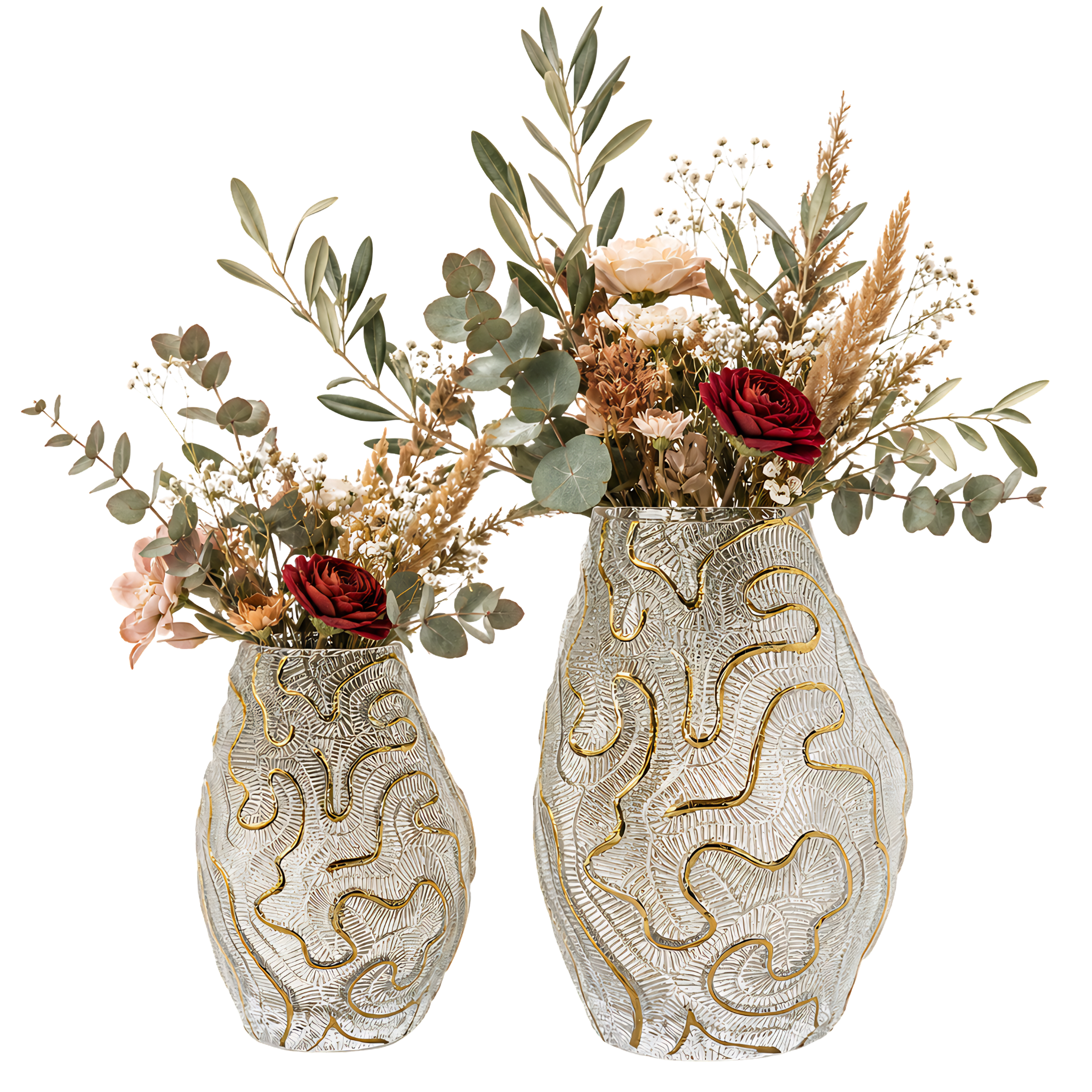 Set 2 Vases Verre Bordure Dorée Tunisie | Fiolla Home