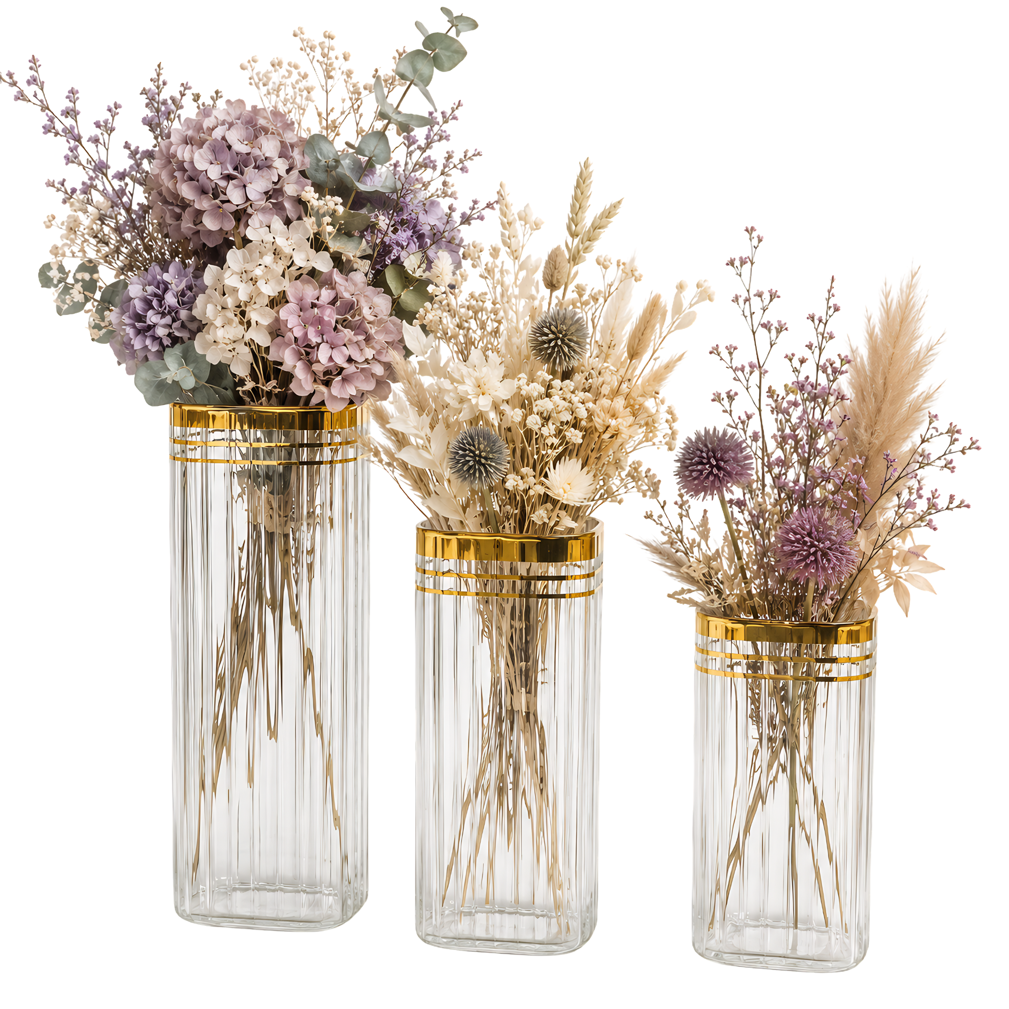 Set 3 Vases Verre Doré Tunisie | Déco Chic | Fiolla Home