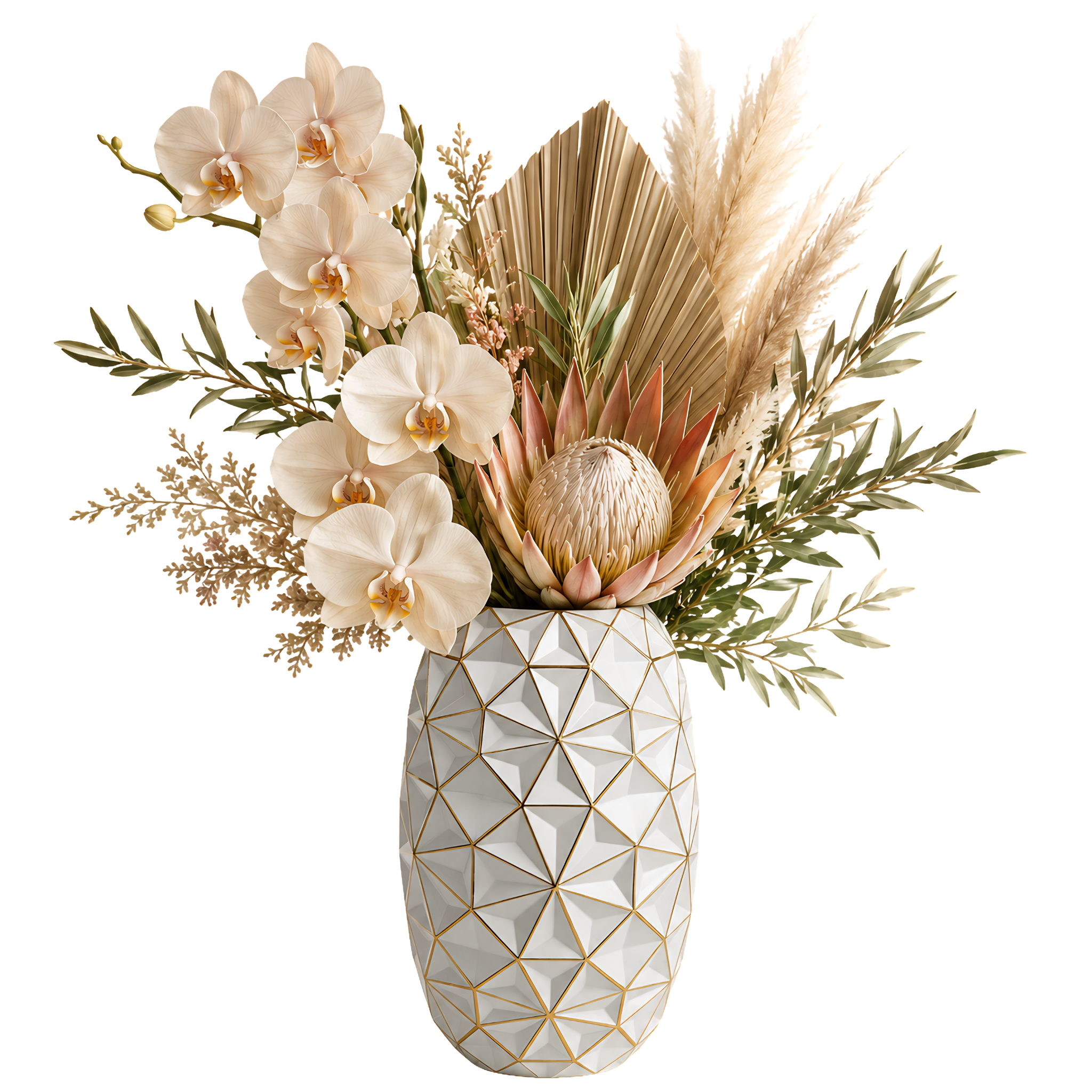 Vase Blanc Géométrique Doré Tunisie | Fiolla Home