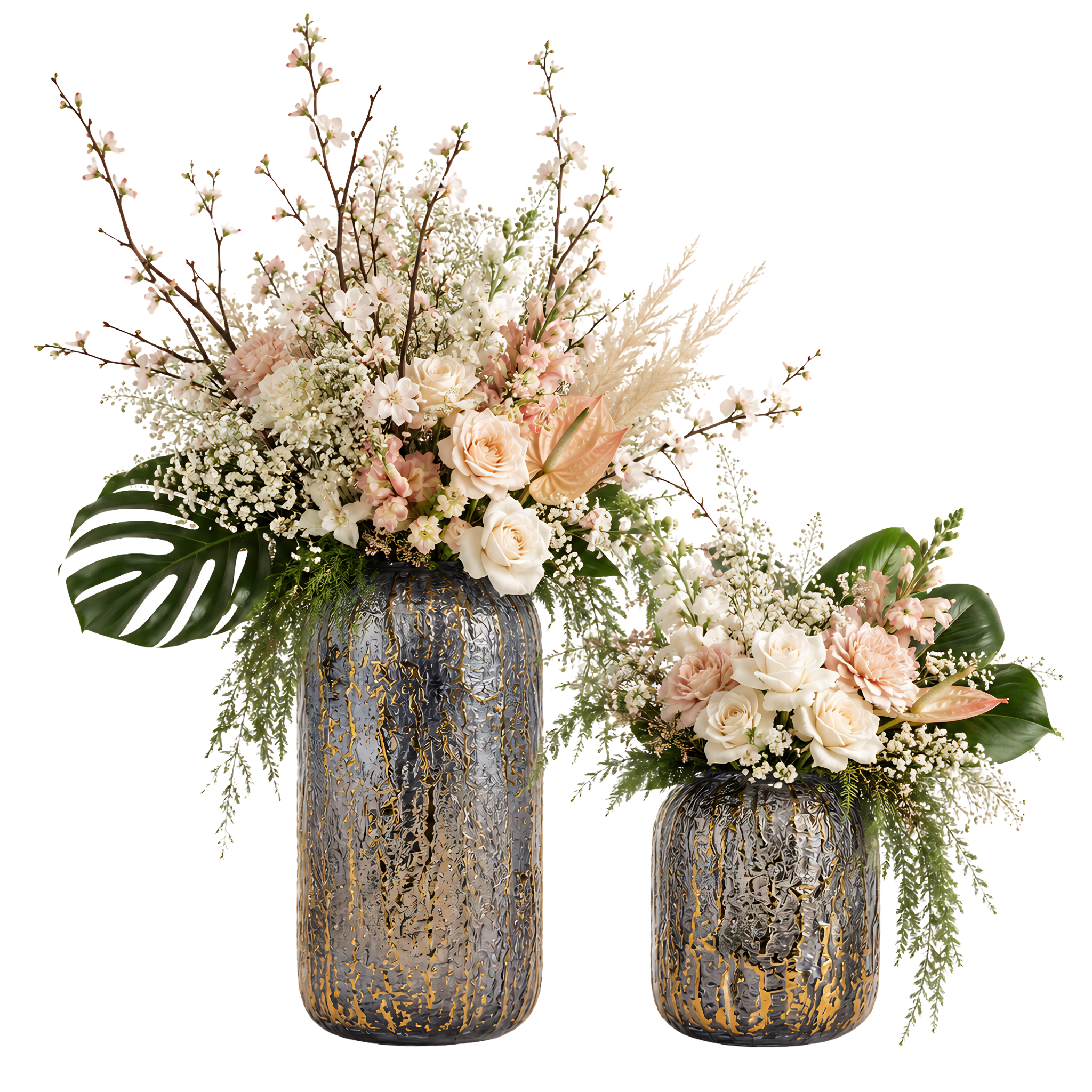 Set 2 Vases Verre Fumé Doré Tunisie | Fiolla Home