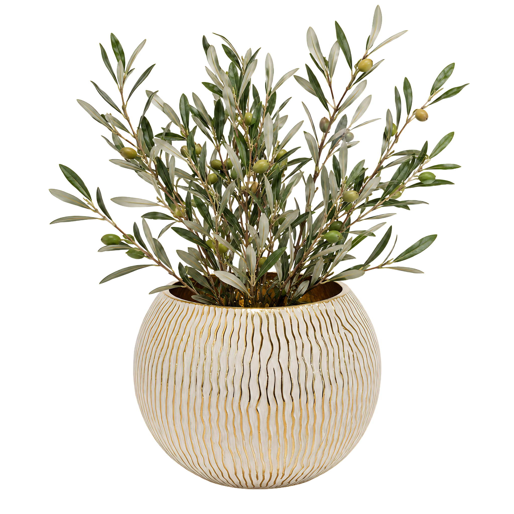 Vase Rond Blanc Doré Tunisie | Déco Chic | Fiolla Home