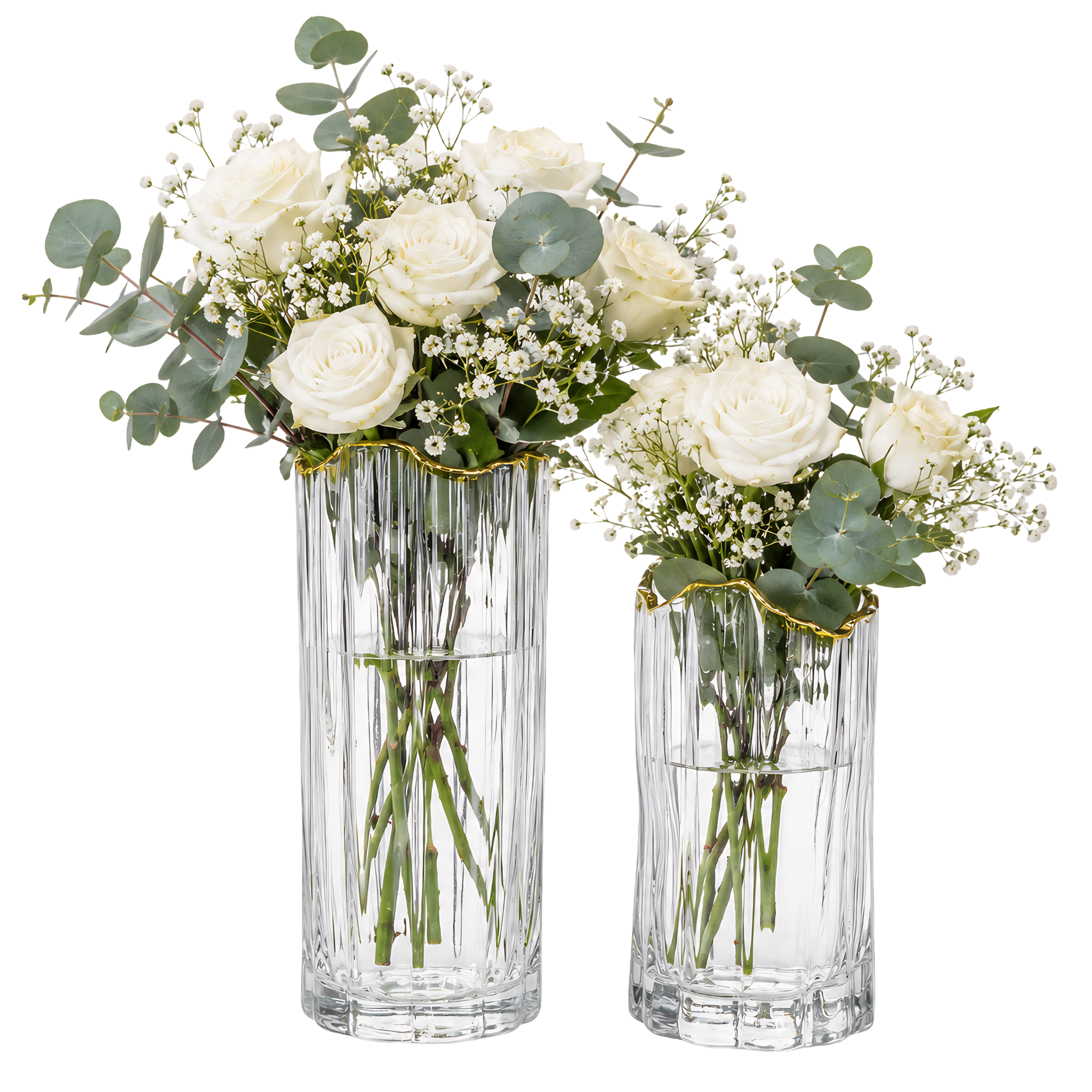 Set 2 Vases Verre Transparent Doré Tunisie | Fiolla Home