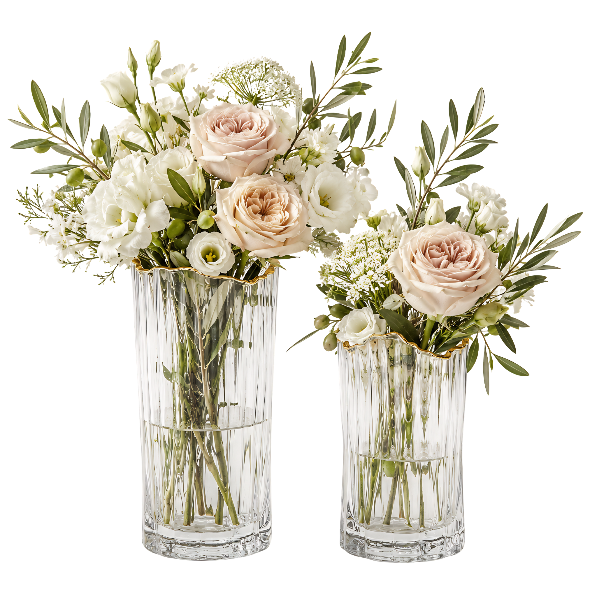 Set 2 Vases Verre Transparent Doré Tunisie | Fiolla Home