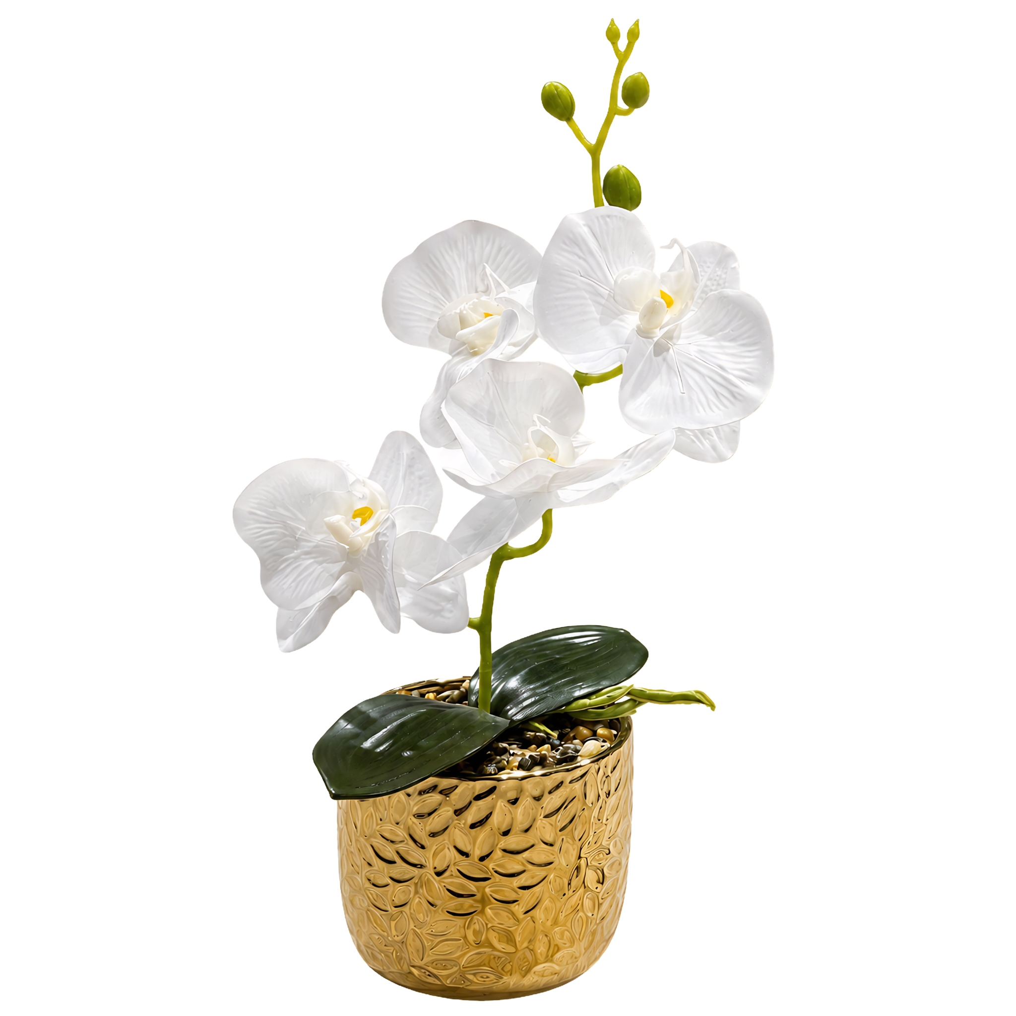 Orchidée Artificielle Pot Doré Motif Feuilles Tunisie | Fiolla Home