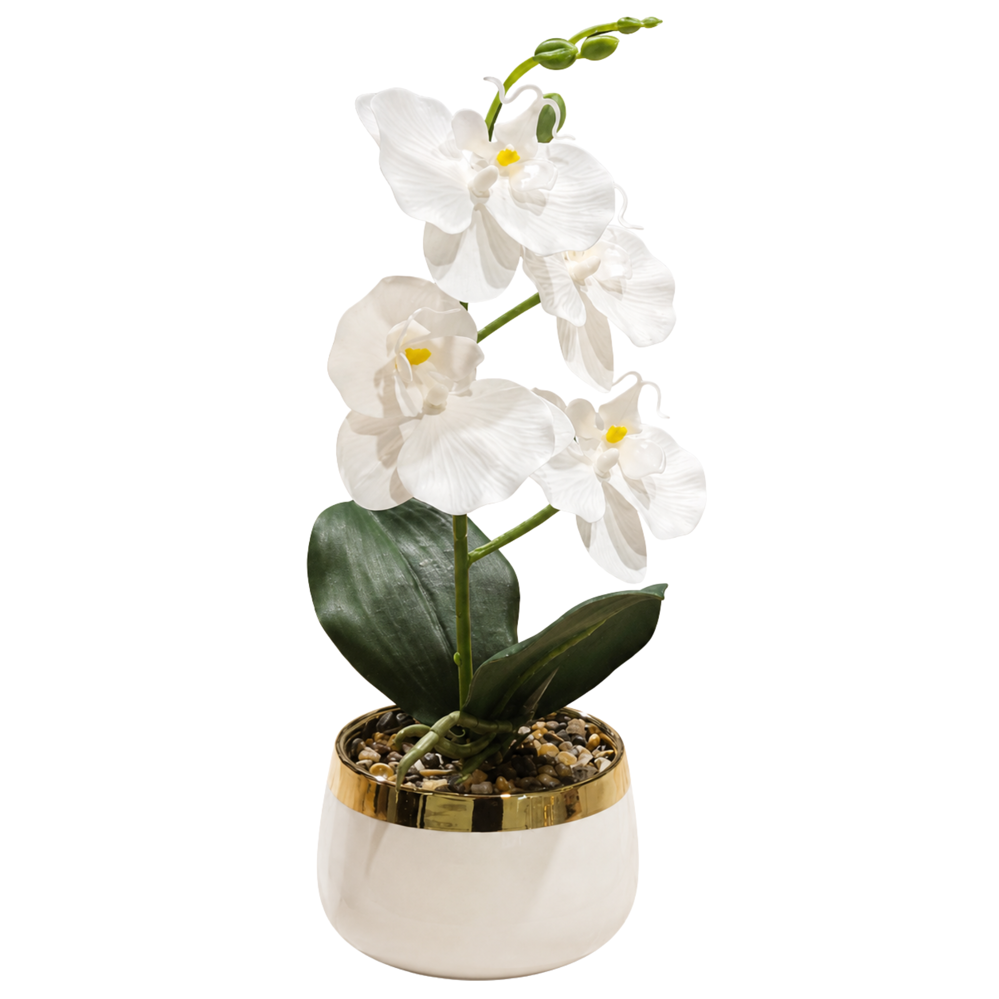 Mini Orchidée Artificielle Tunisie | Pot Céramique Or Compact | Fiolla Home
