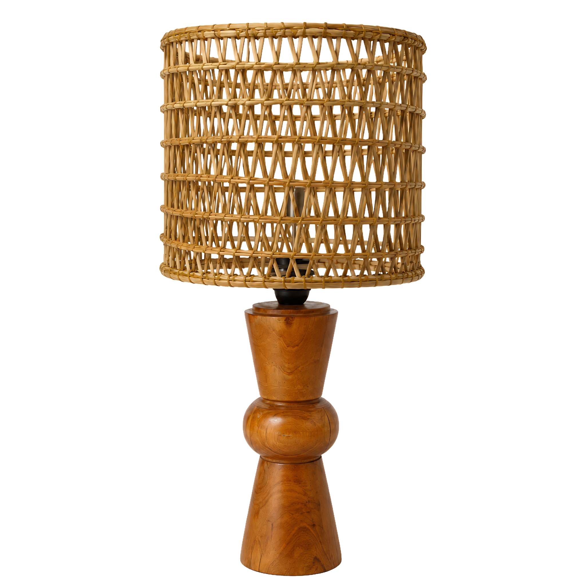 Lampe à Poser Bois d'Olivier Fibres de Palmier Tunisie | Fiolla Home