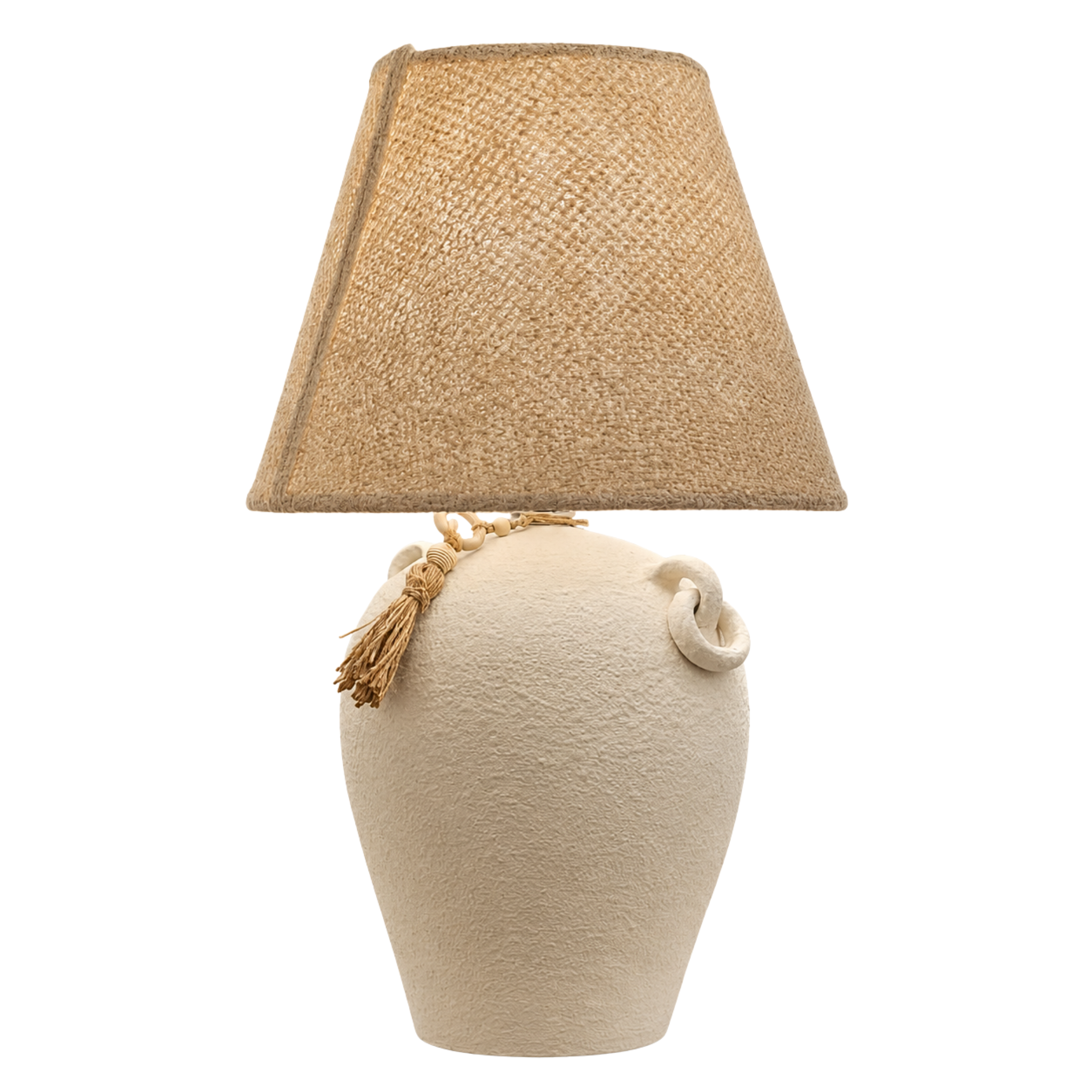Lampe Pied Tapoté Céramique Abat-Jour Bouclette Tunisie | Fiolla Home