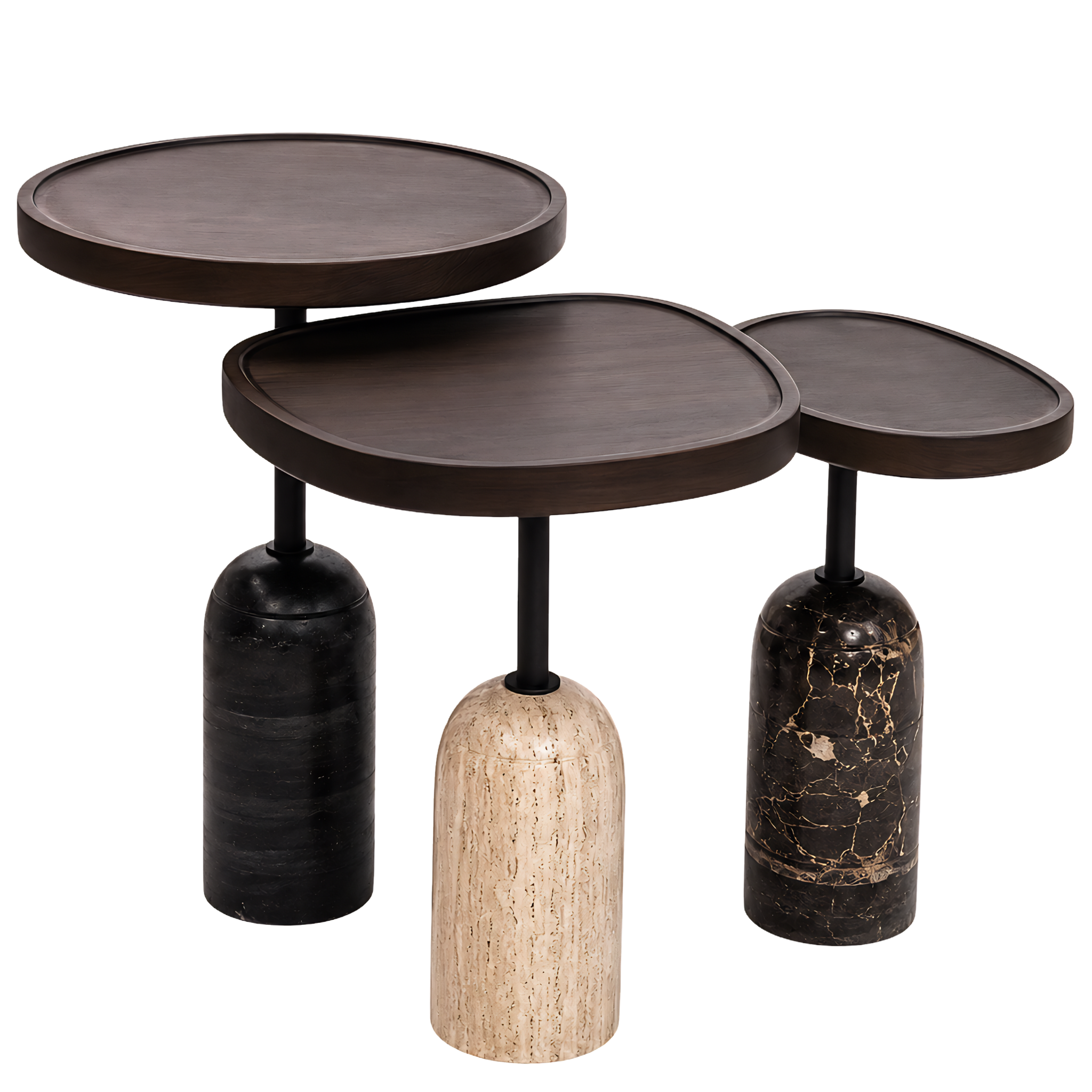 Tables Gigognes Marbre & Bois | Lot de 3 Pièces | Fiolla Home