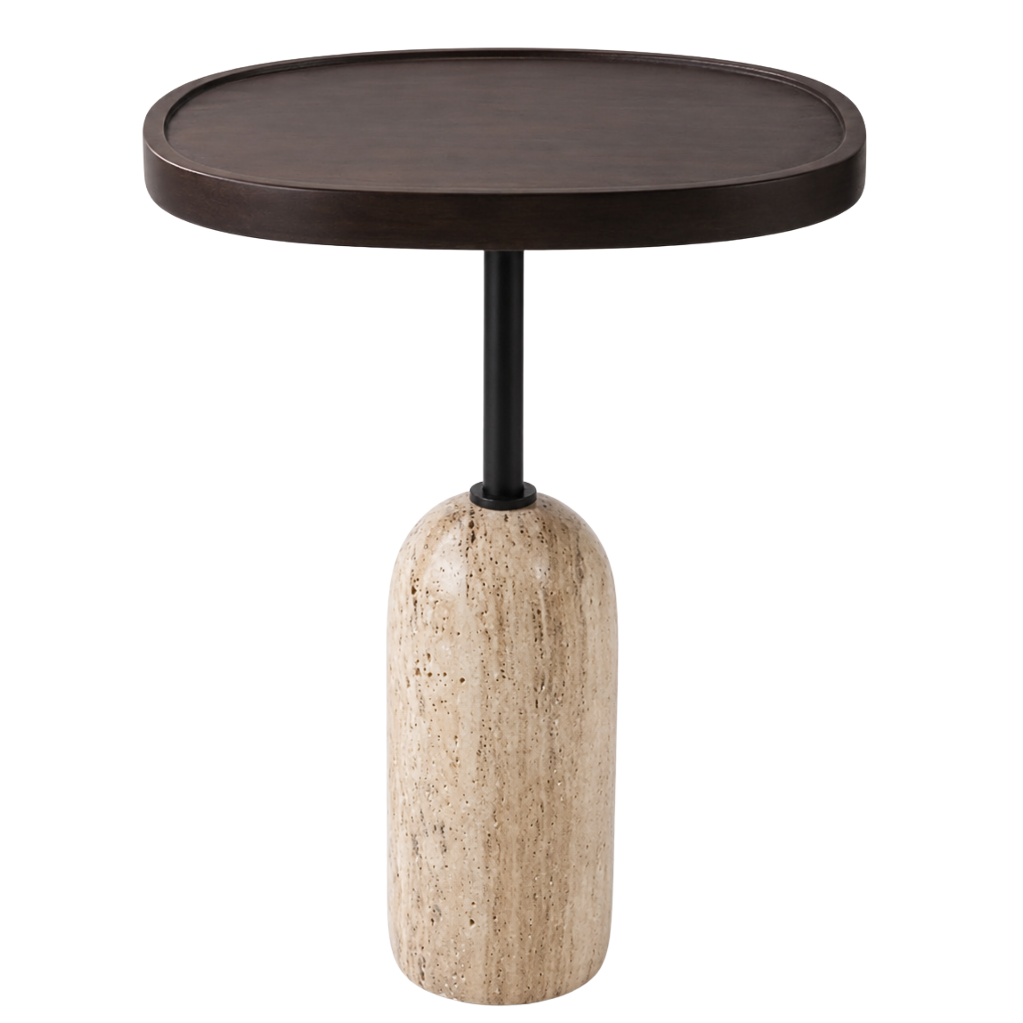 Table d'Appoint Ronde Travertin & Bois | Design | Fiolla Home