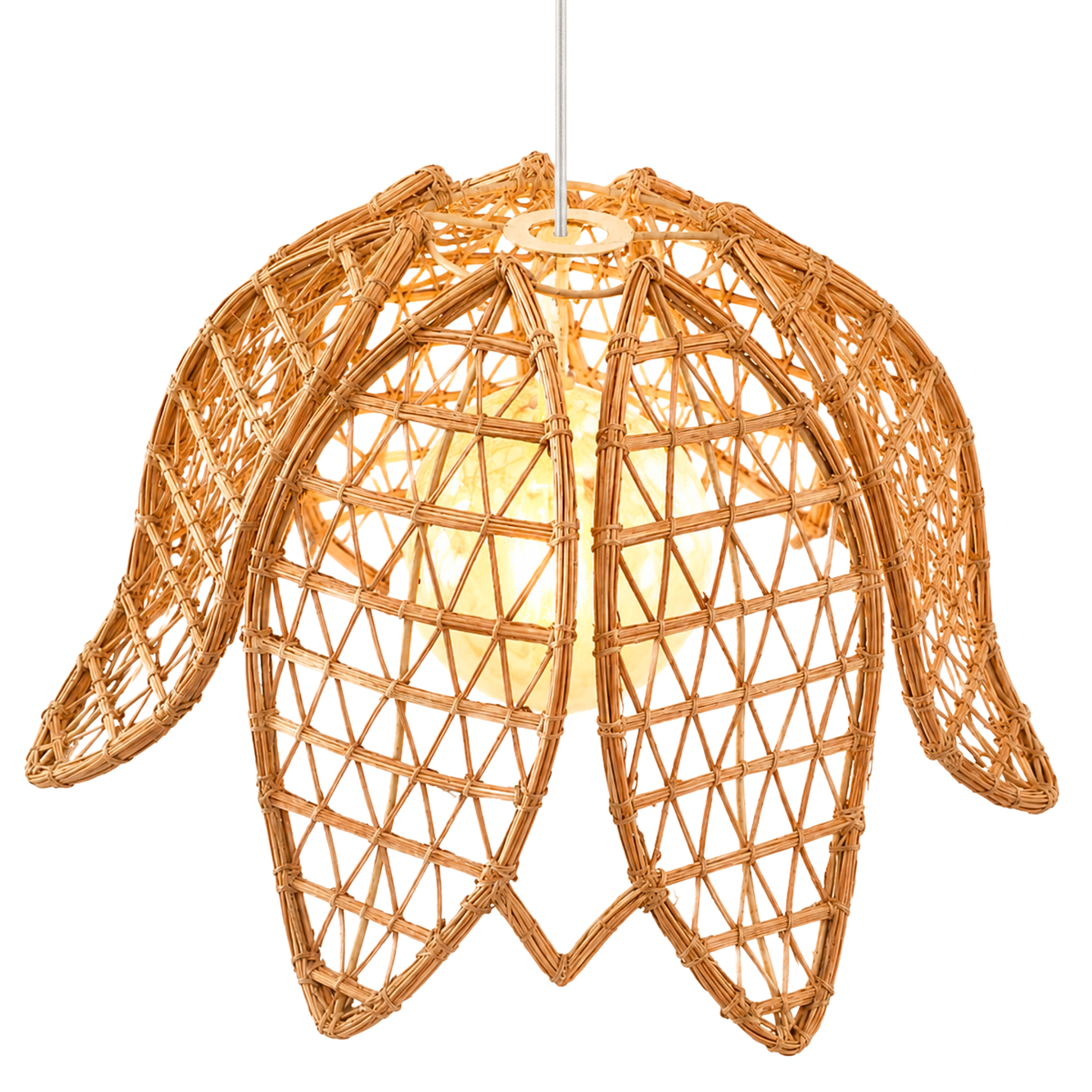 Lustre Fleur Palmier Tunisie | Suspension Bohème Tressée | Fiolla Home