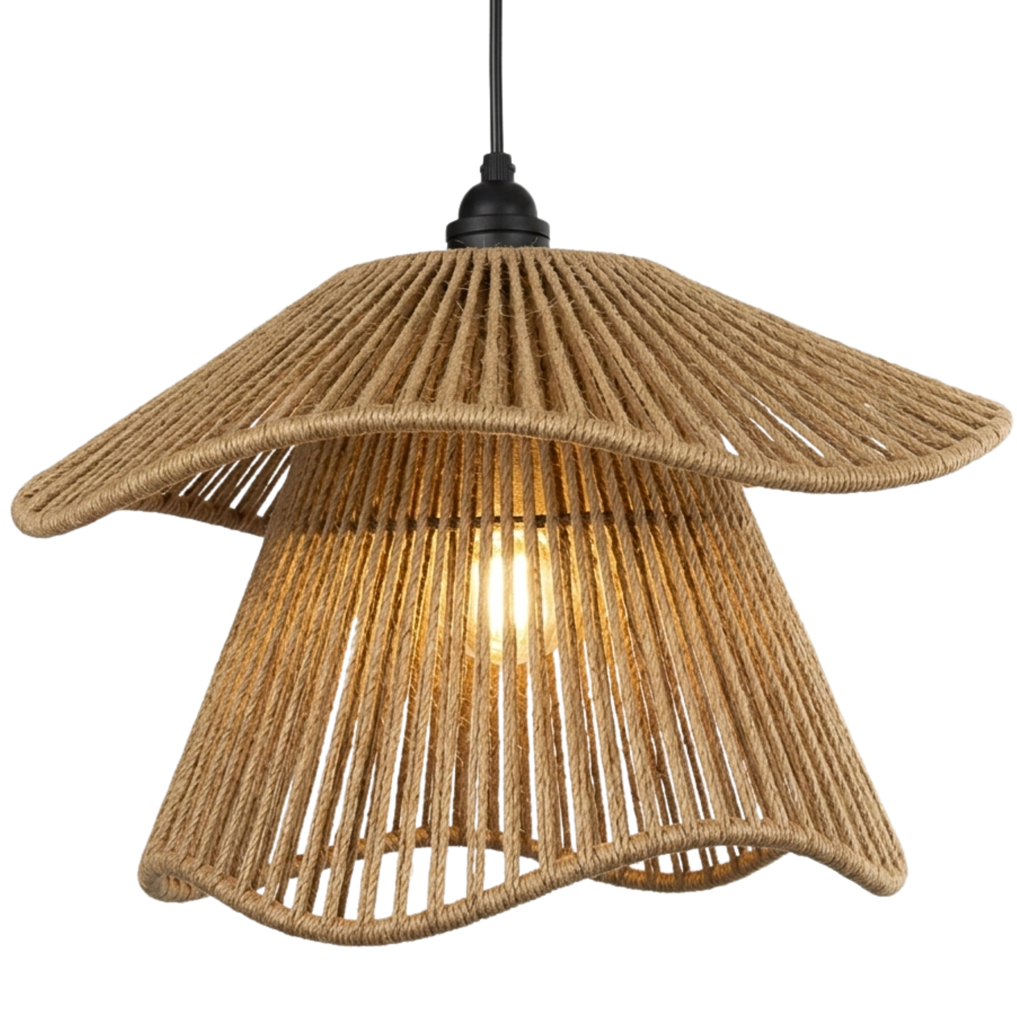 Suspension Jute Tunisie | Lustre Bohème Bord Festonné | Fiolla Home