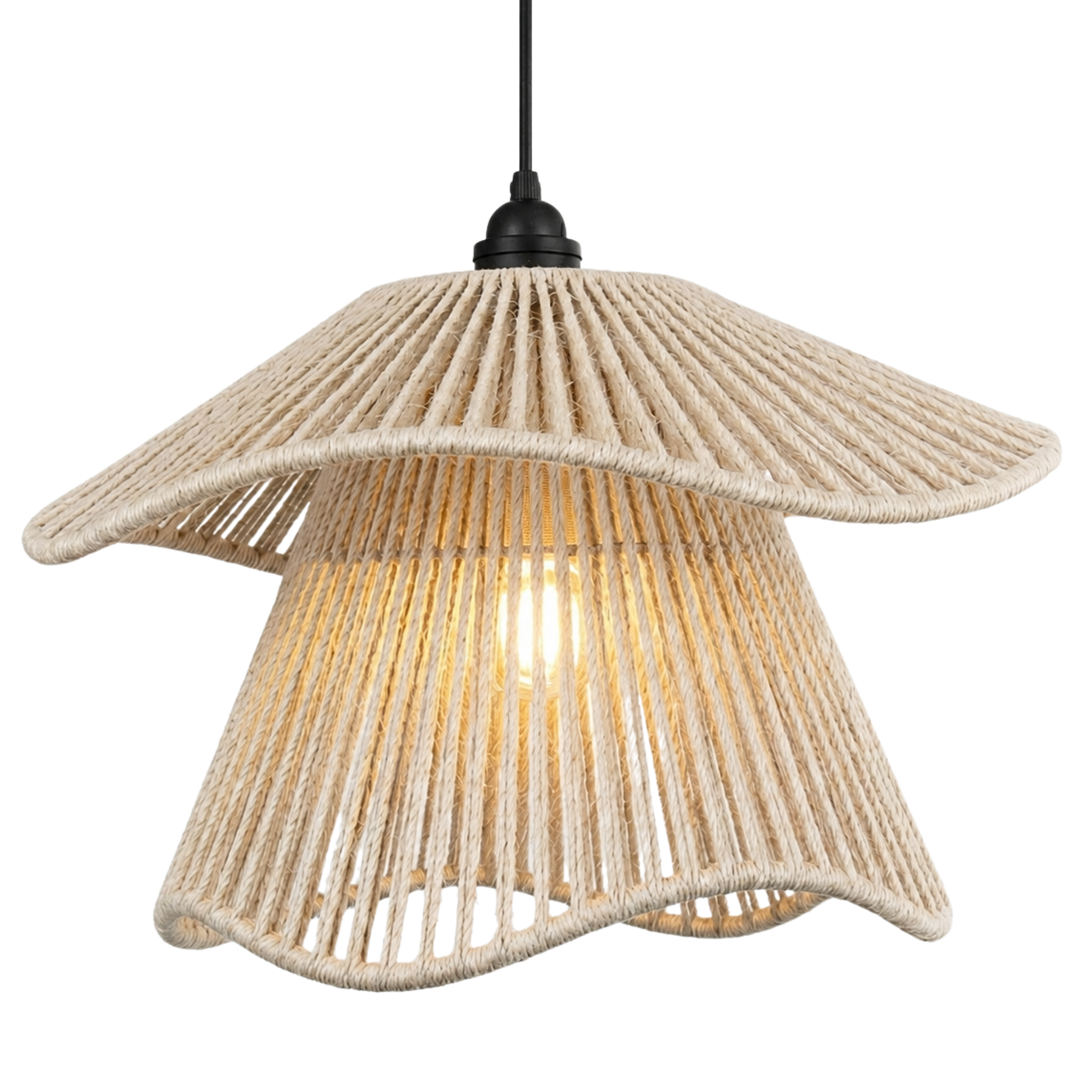 Suspension Corde Tunisie | Lustre Bohème Bord Festonné | Fiolla Home