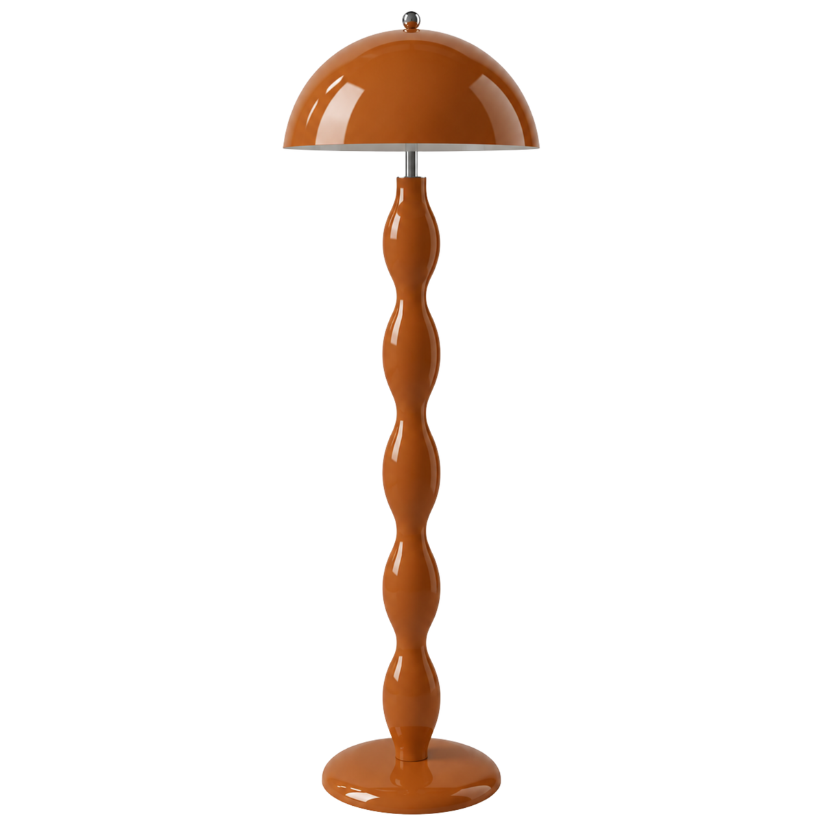 Lampadaire Brun Orangé Artisanal – Pied Sculptural Tourné à la Main