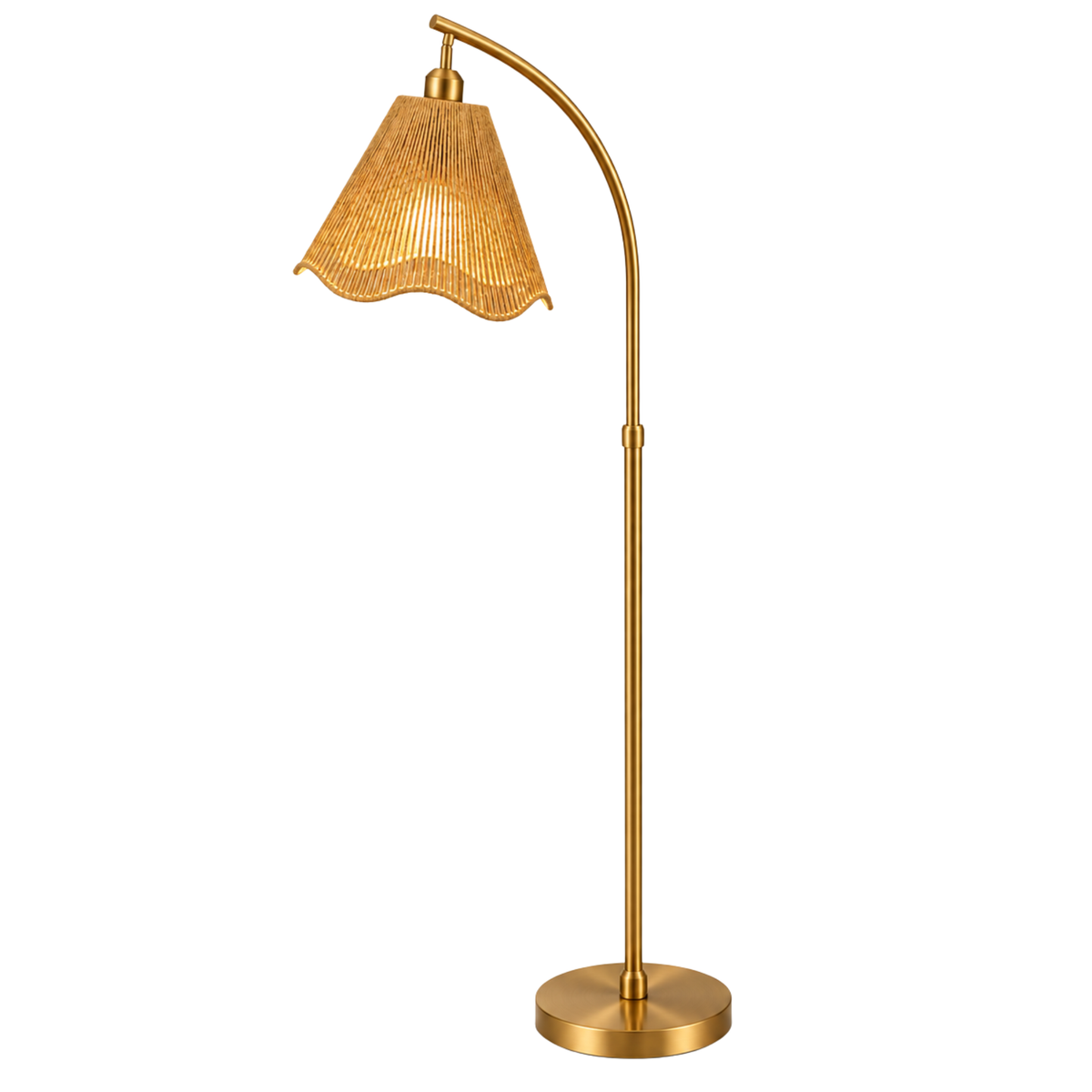 Lampadaire Jute Ondulé Doré | Livraison Tunisie | Fiolla Home