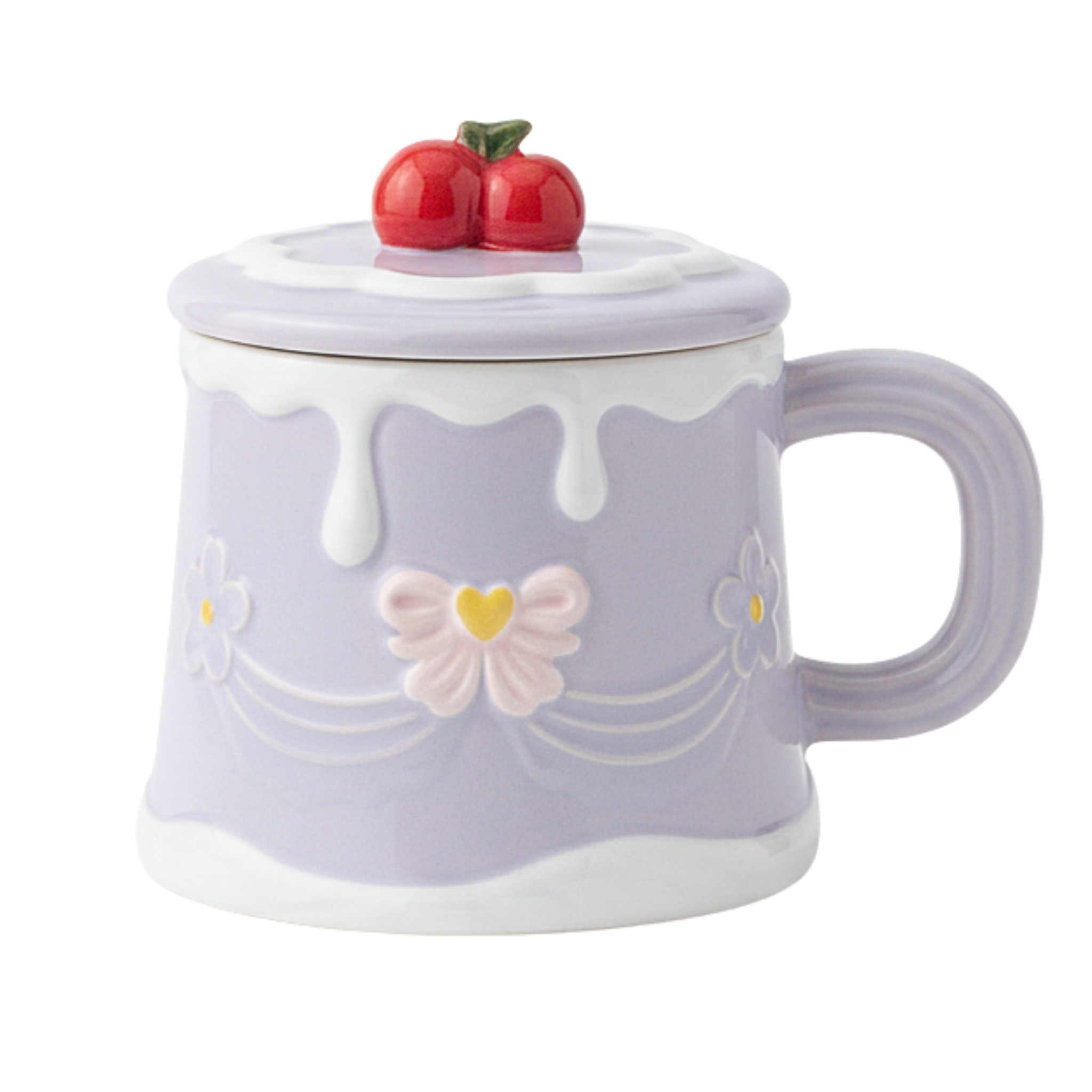 Mug Gâteau Mauve avec Couvercle Cerise – Idée Cadeau Originale Tunisie