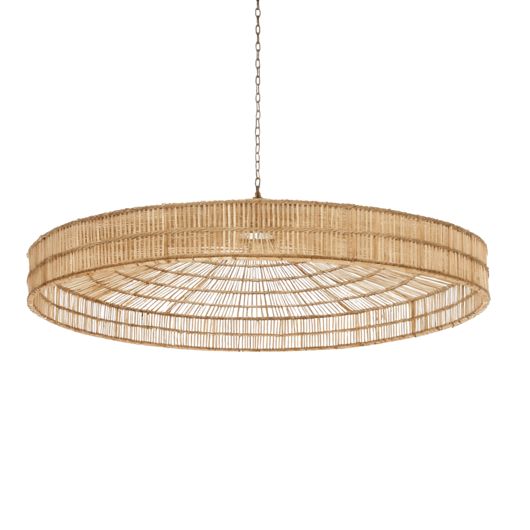 Suspension en dattier disque | Halo large, chaîne métal | Fiolla Home