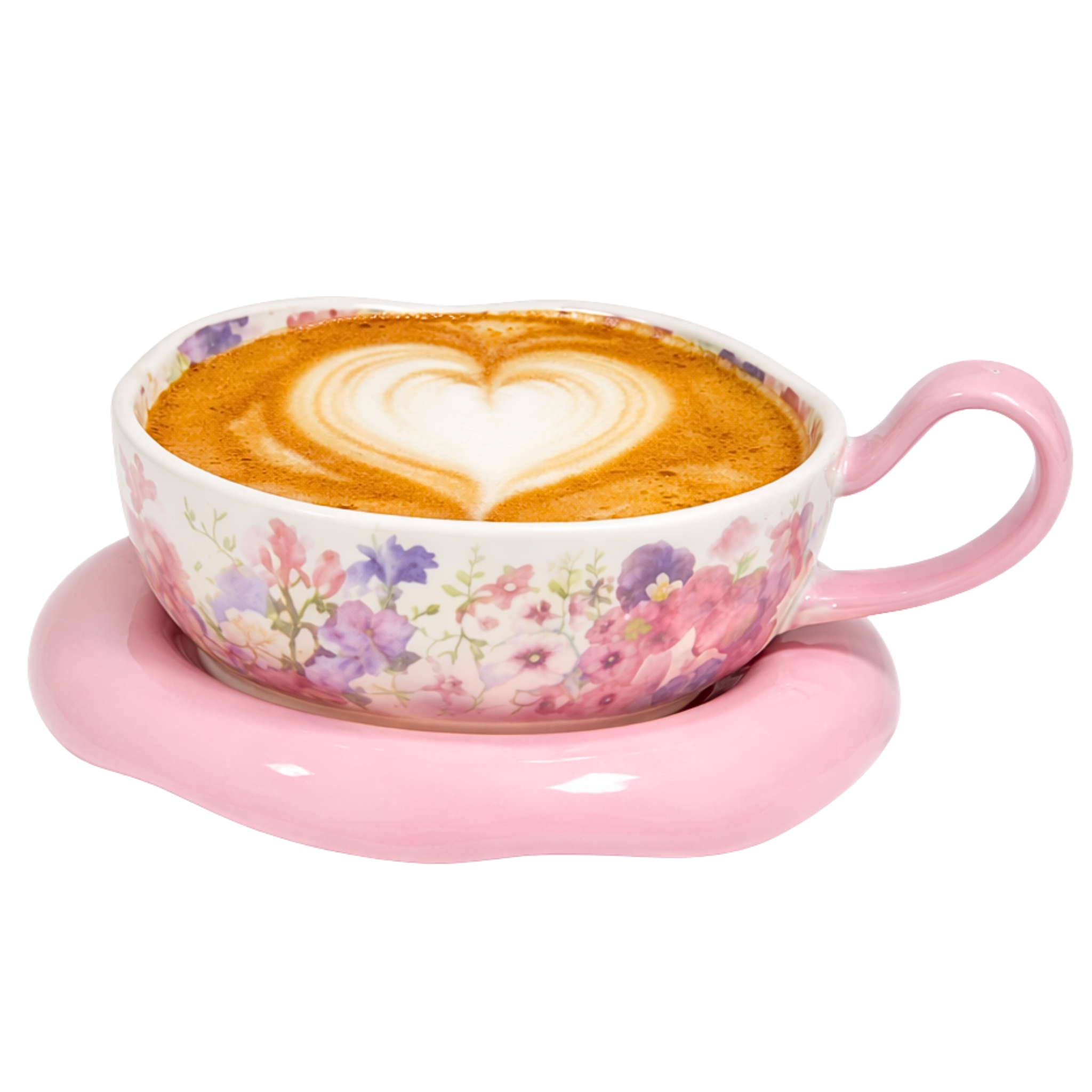 Tasse Florale Chic et Sous-tasse Galet Rose – Idée Cadeau Tunisie