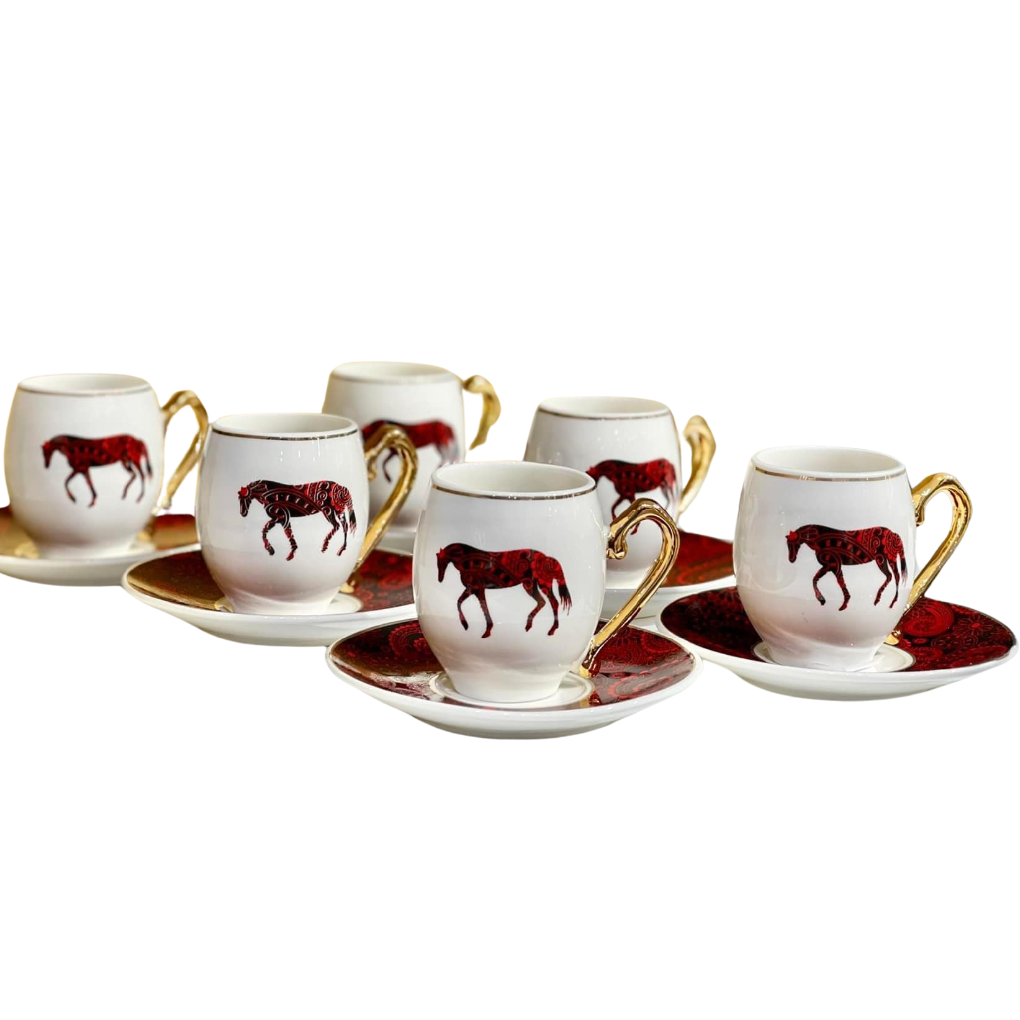 Service Café Noir Motif Cheval | Luxe Unique | Fiolla Home
