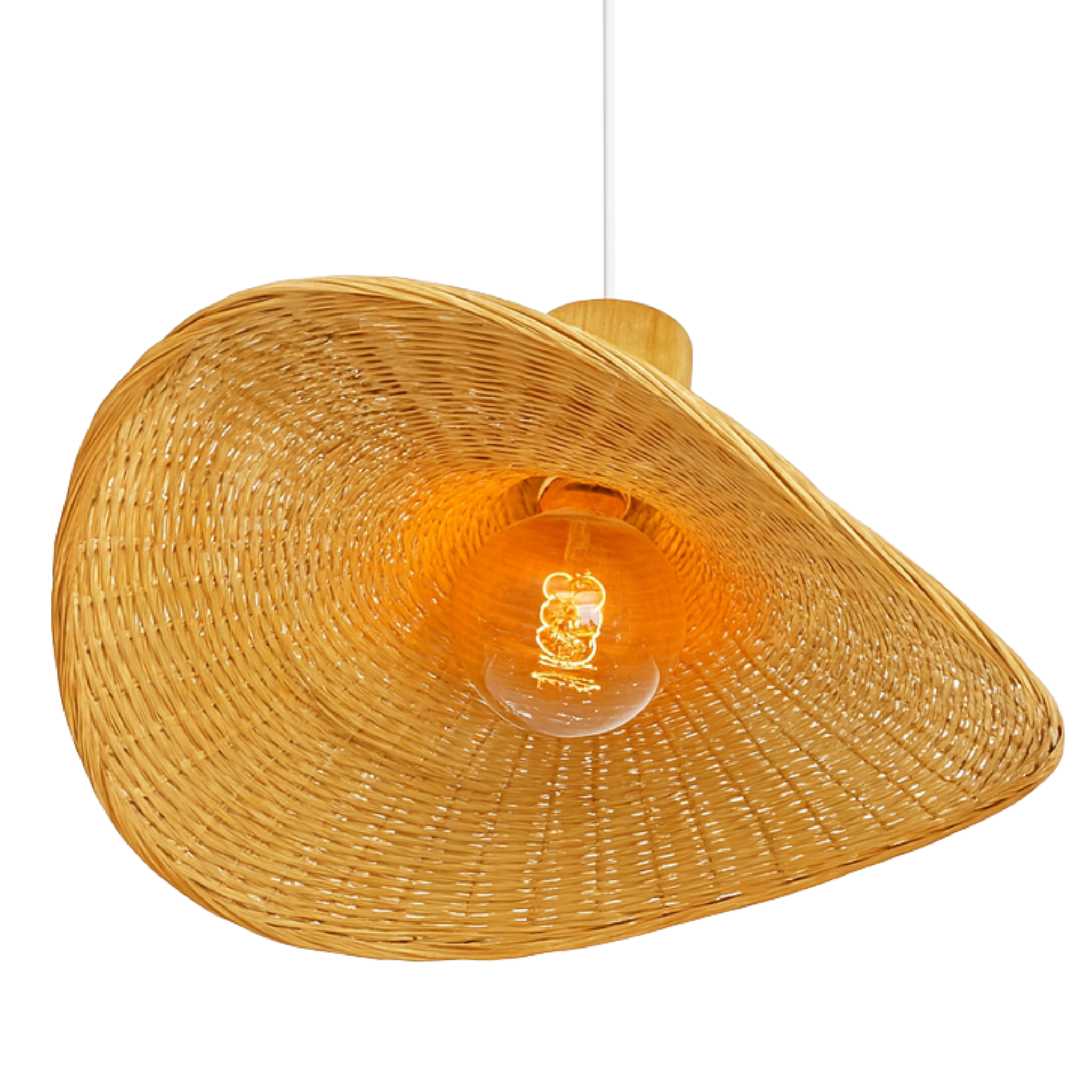 Lustre rotin industriel Tunisie | Forme asymétrique | Fiolla Home