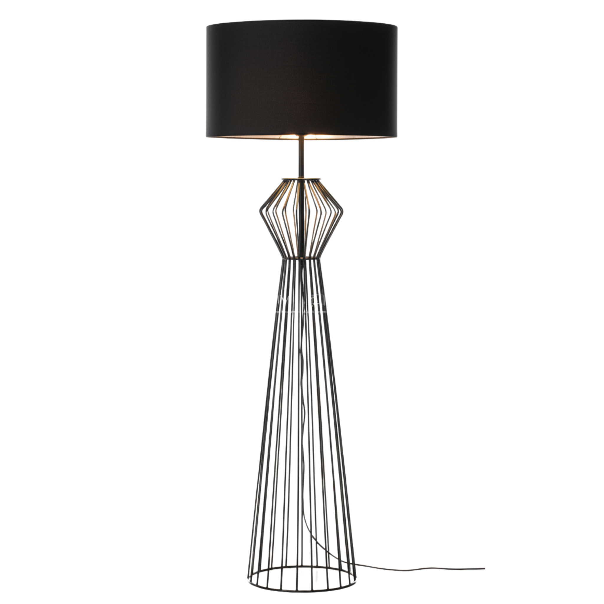 Lampadaire noir design cage avec abat-jour noir | Fiolla Home Tunisie