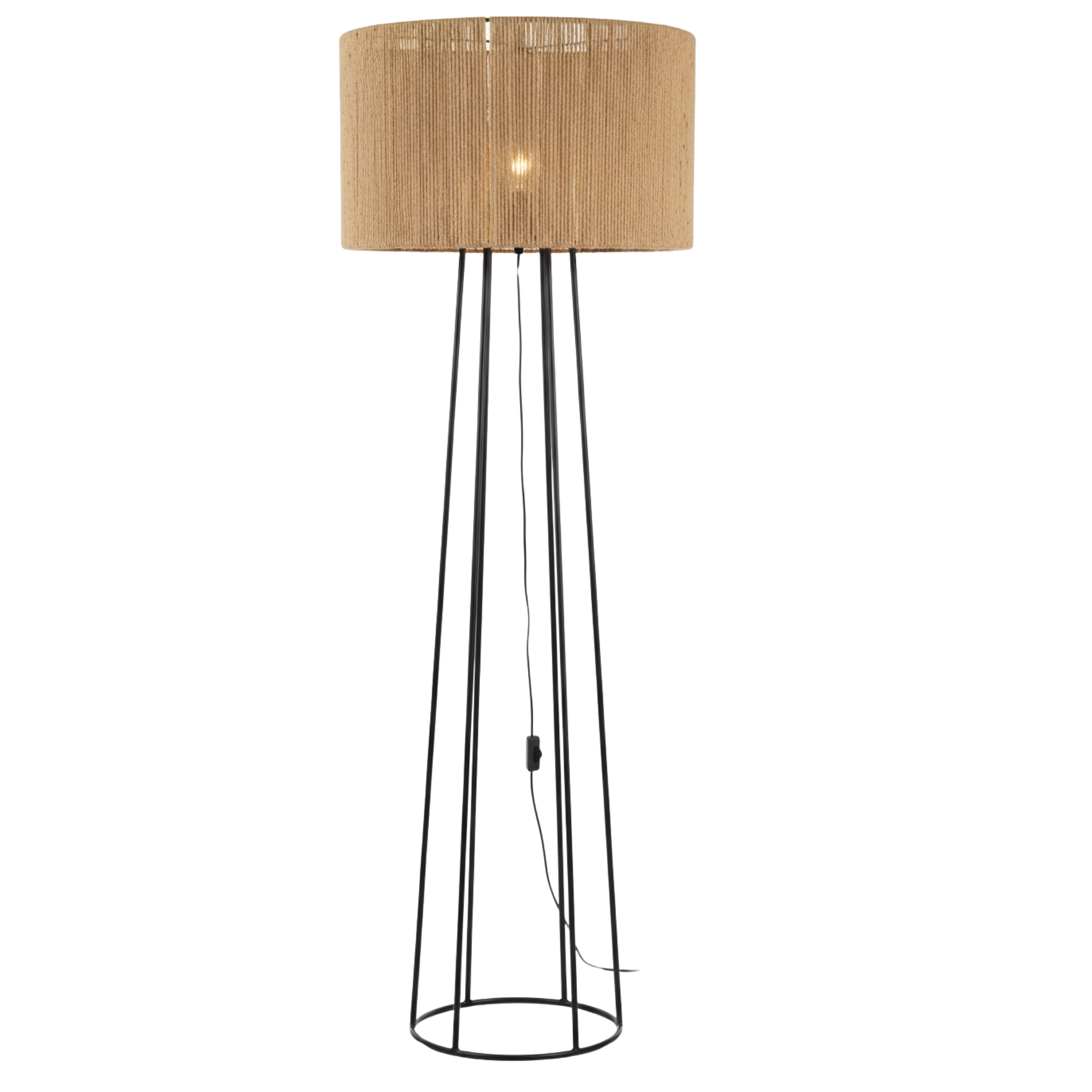 Lampadaire noir abat-jour jute fait main | Fiolla Home Tunisie