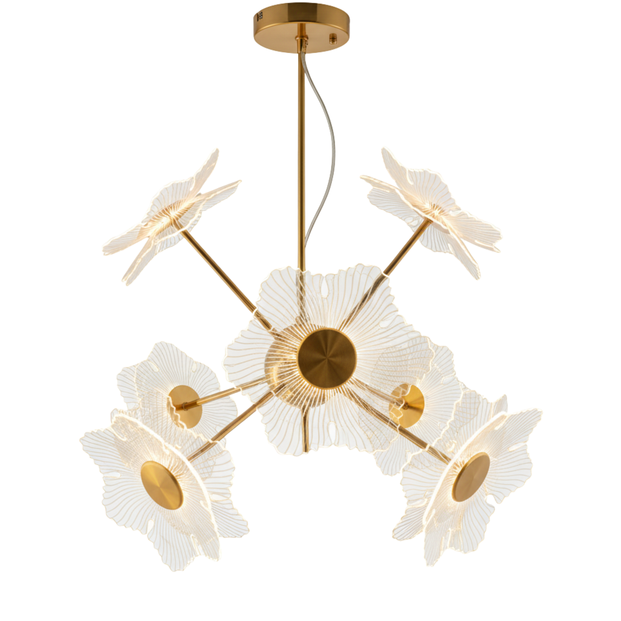 Suspension LED Florale Moderne – Design Luxueux Doré | Fiolla Home