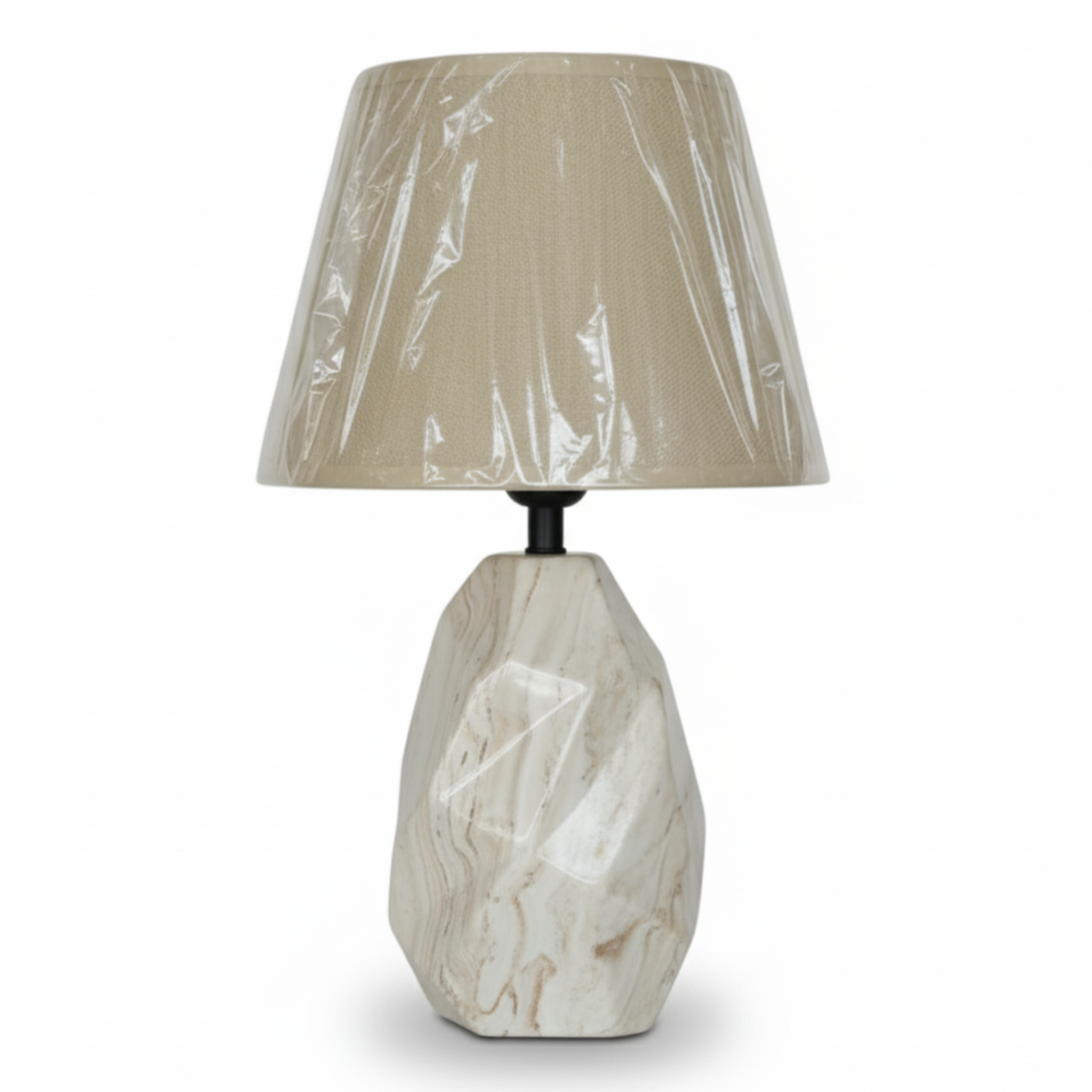 Veilleuse Facettée Sable | Abat-jour Lin | Fiolla Home Tunisie