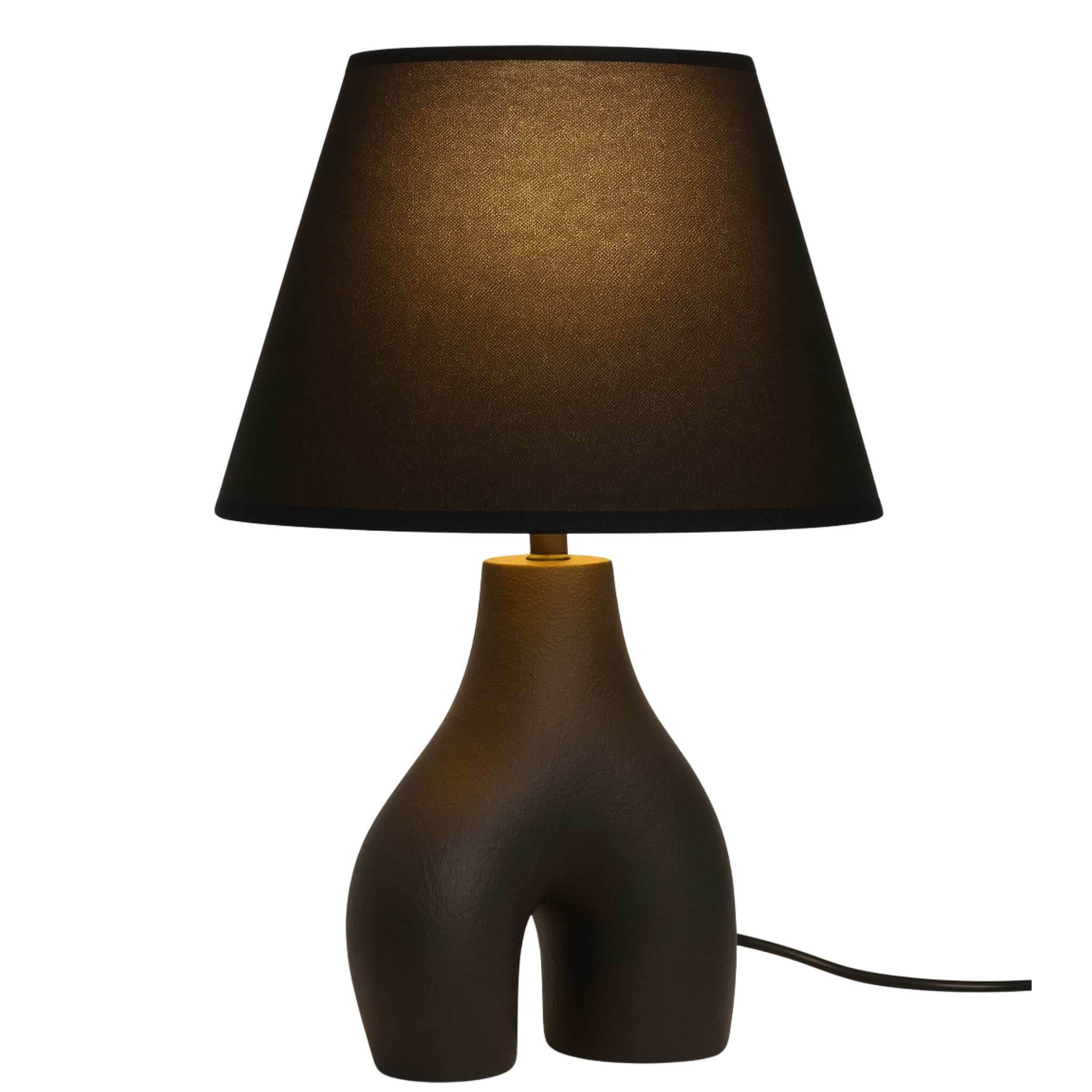 Veilleuse Sculpturale Noire Tunisie | Abat-jour Tissu | Fiolla Home