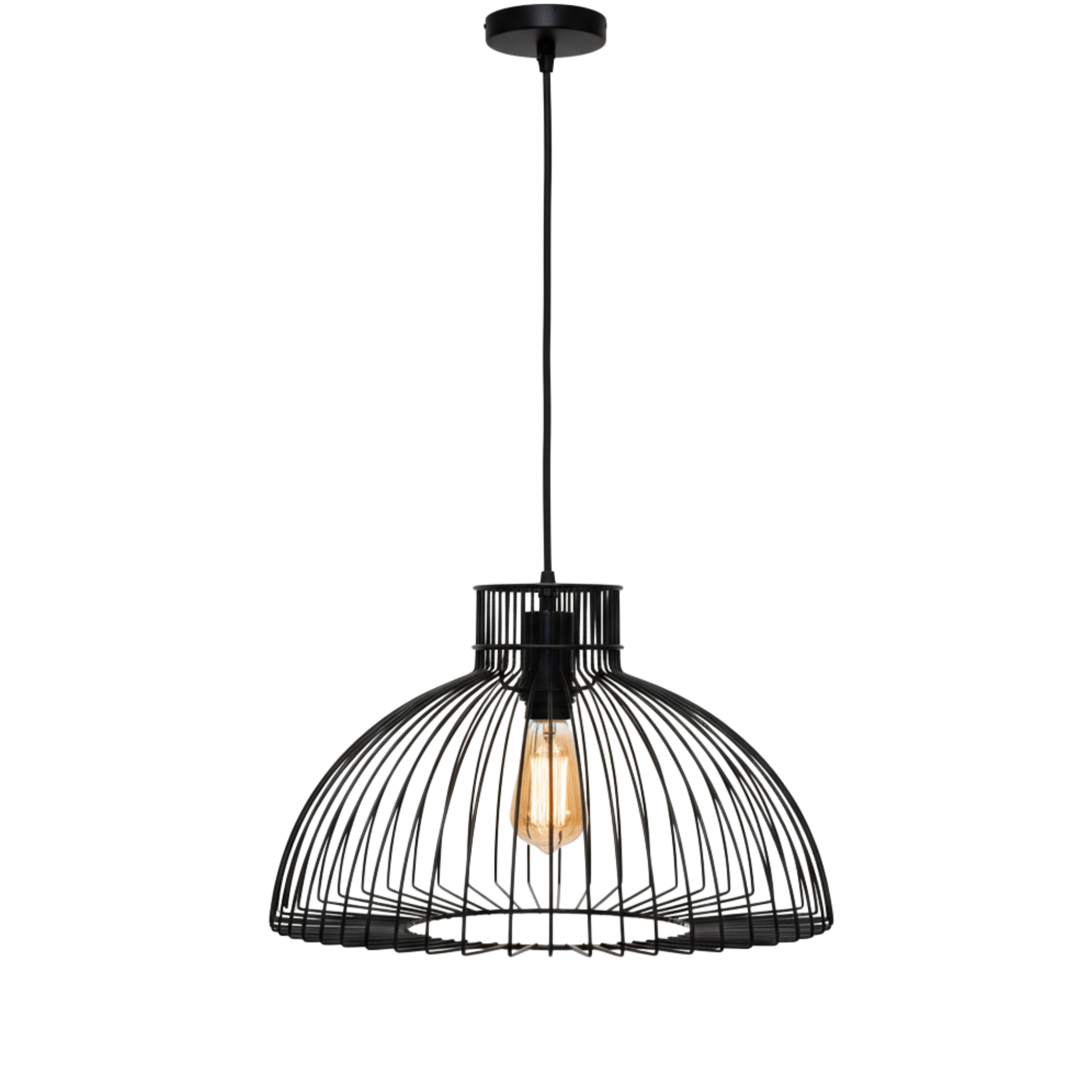 Suspension Métal Noir Dôme | Luminaire Salon Tunisie | Fiolla Home