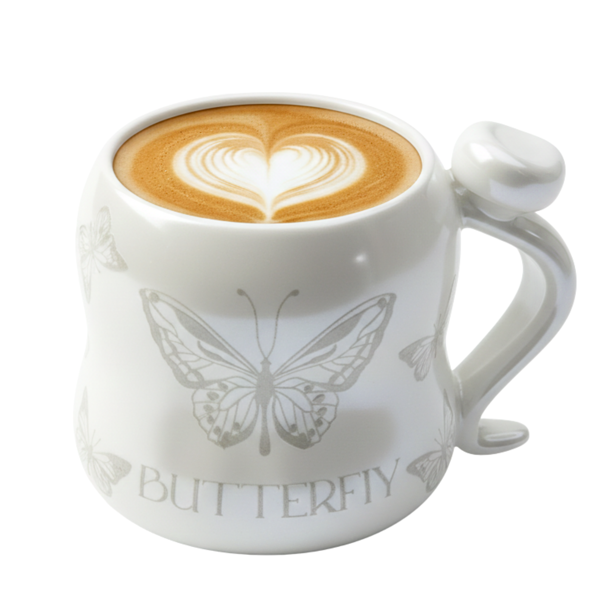 Mug Papillon Blanc Satiné – Tasse Design Chic & Poétique